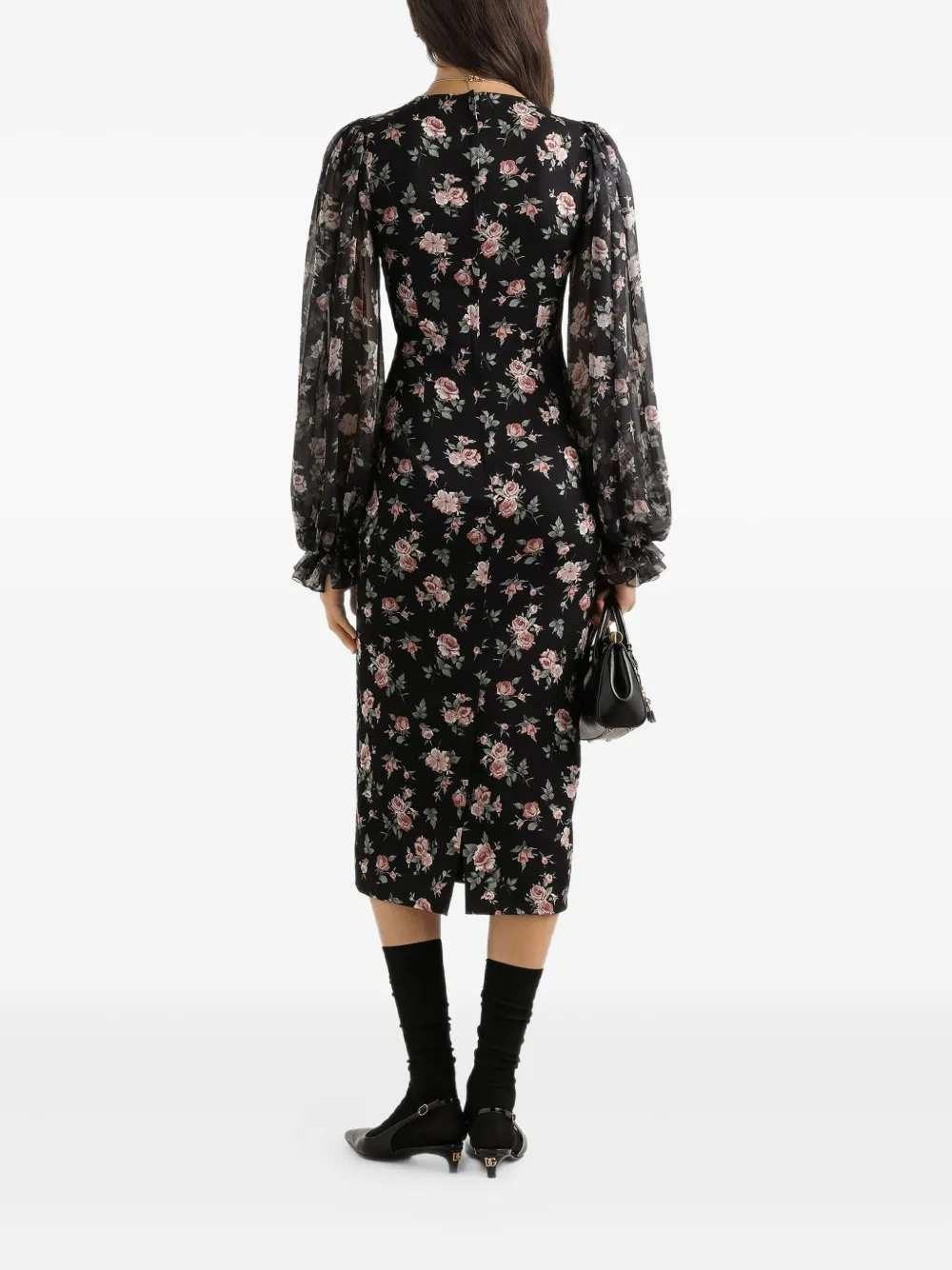 Dolce & Gabbana Silk Dress in Black | Lyst