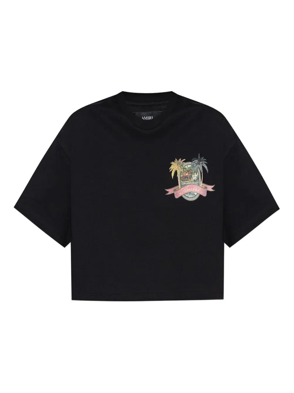 Tシャツ・カットソー AMIRI Women Tops KNTE1008 BLACK Black WOMEN - WOMEN'S ARTS DISTRICT CROPPED TEE - Black | AMIRI