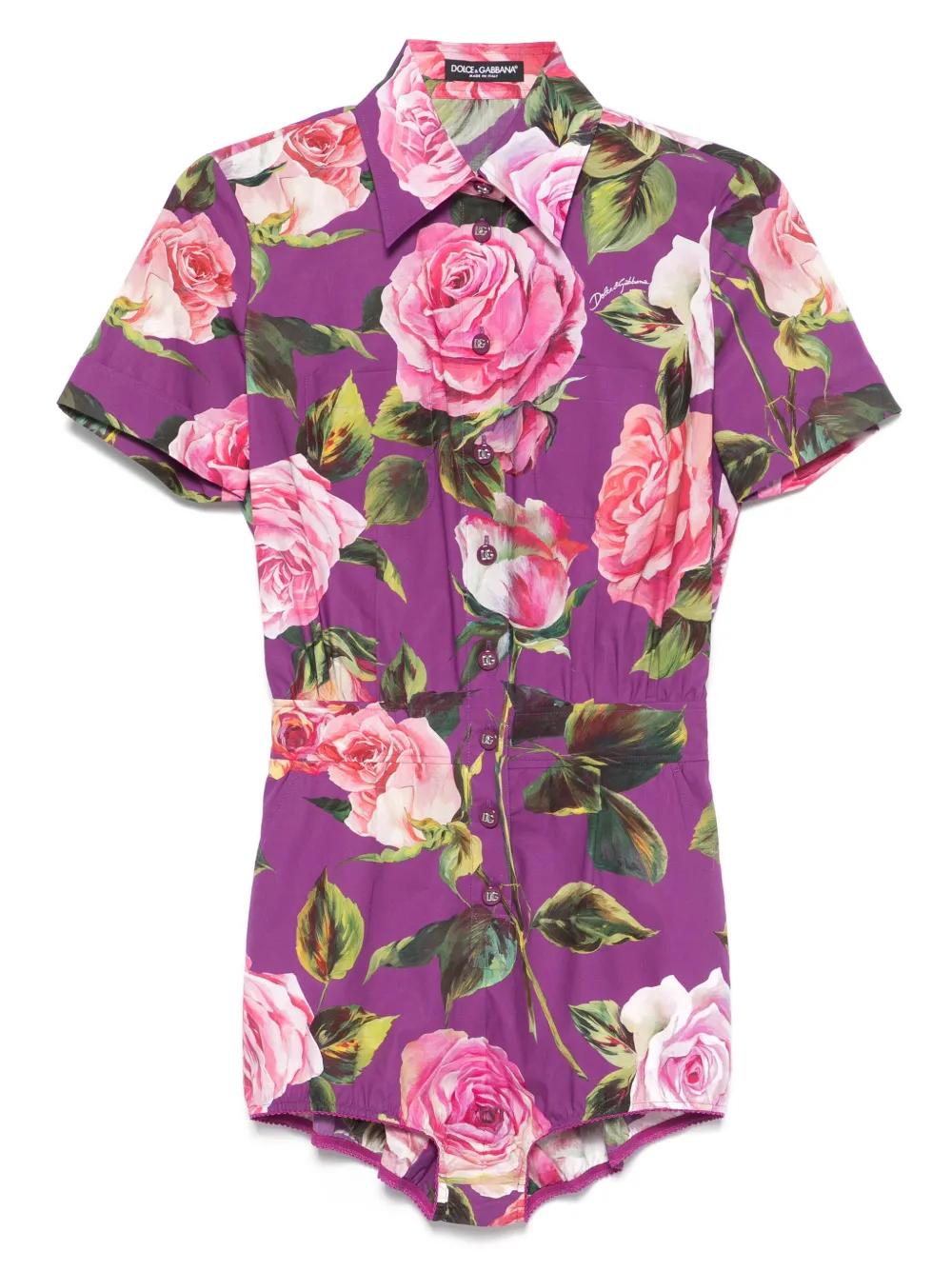 Dolce & Gabbana☆カーネーション プリント Playsuit Cotton playsuit with rose print in Print for Women