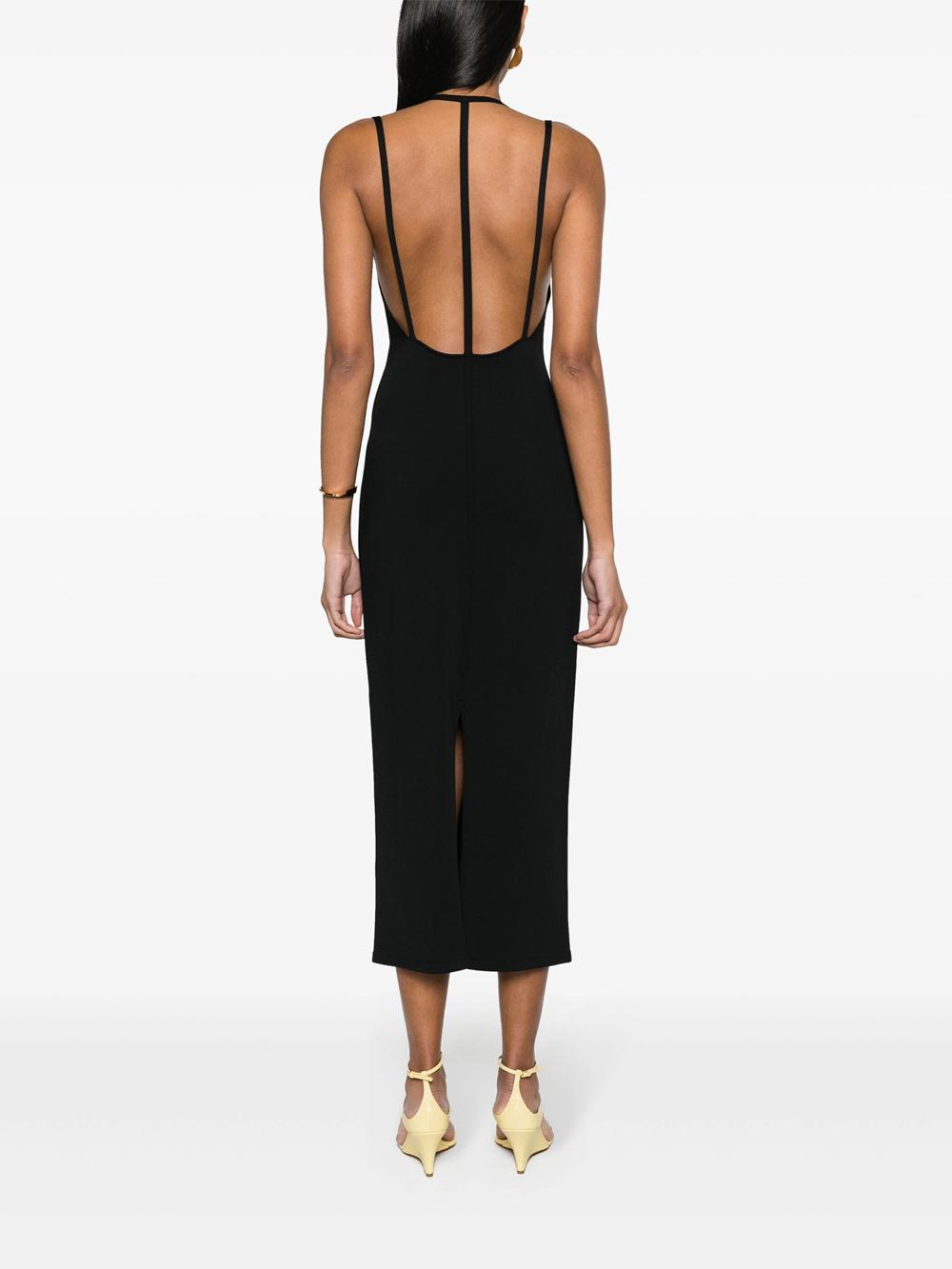 KHAITE Terri Long Dress With V-Neck in Black | Lyst