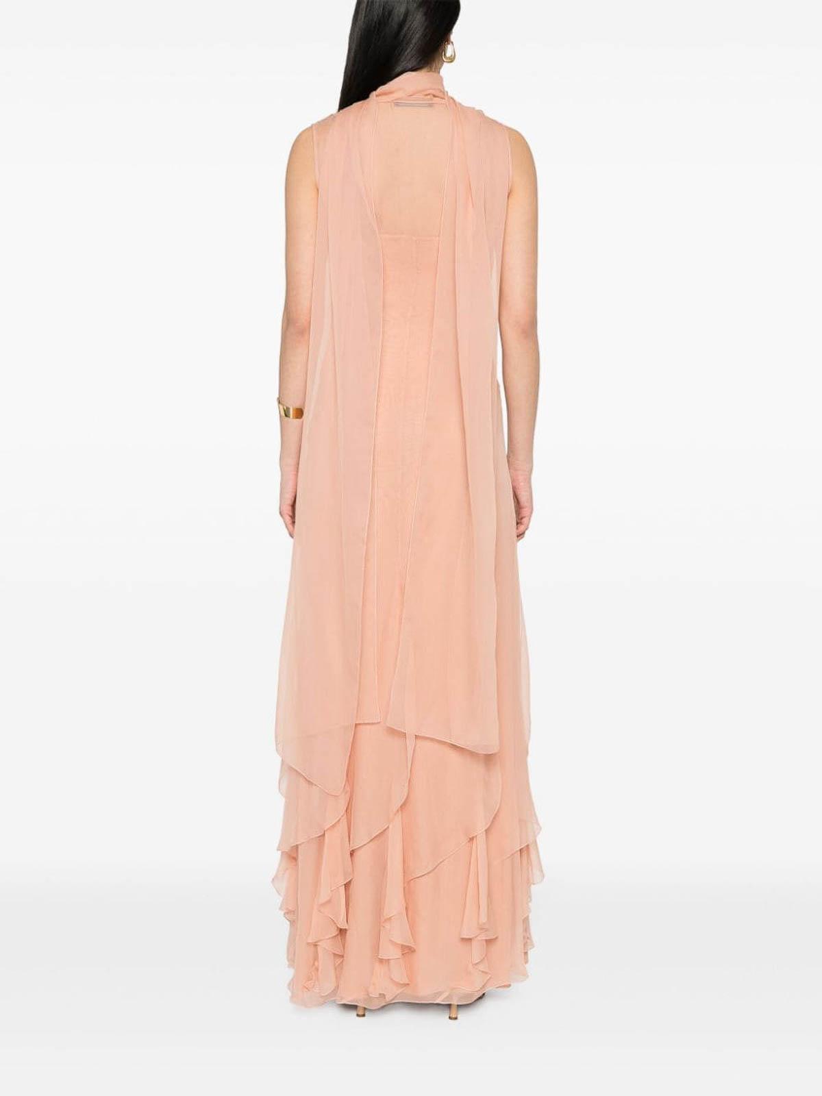 Alberta Ferretti sheer cape dress - Neutrals