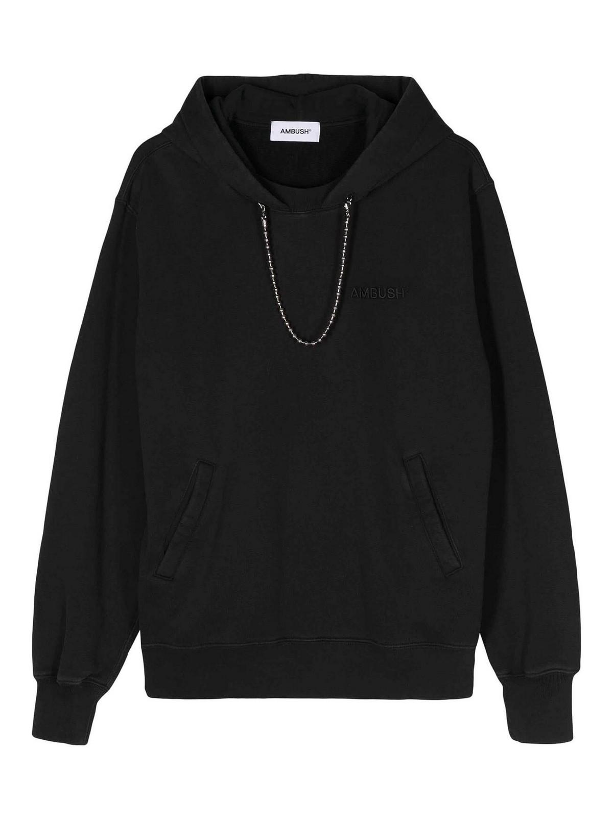パーカー・フーディ AMBUSH Black cotton oversize sweatshirt AMBUSH logo-embroidered Organic Cotton Hoodie | Black | FARFETCH