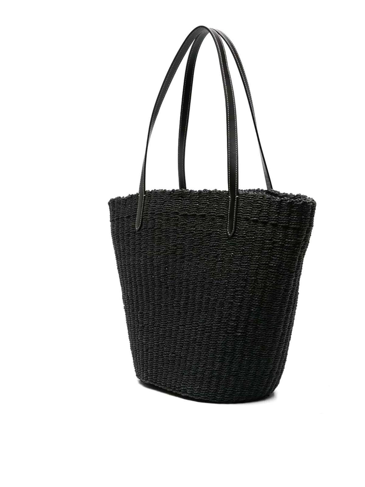 COACH Straw Tote Bag in Black | Lyst