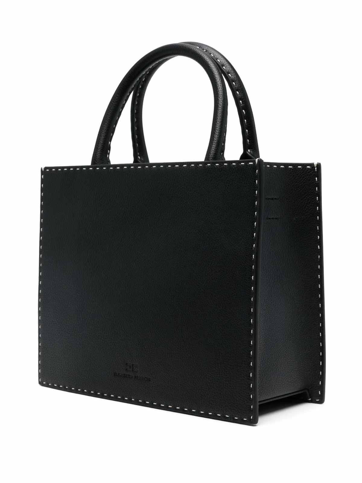 トートバッグ ELISABETTA FRANCHI Small tote with contrast stitching Elisabetta Franchi Tote Bag With Small Contrast Seams in