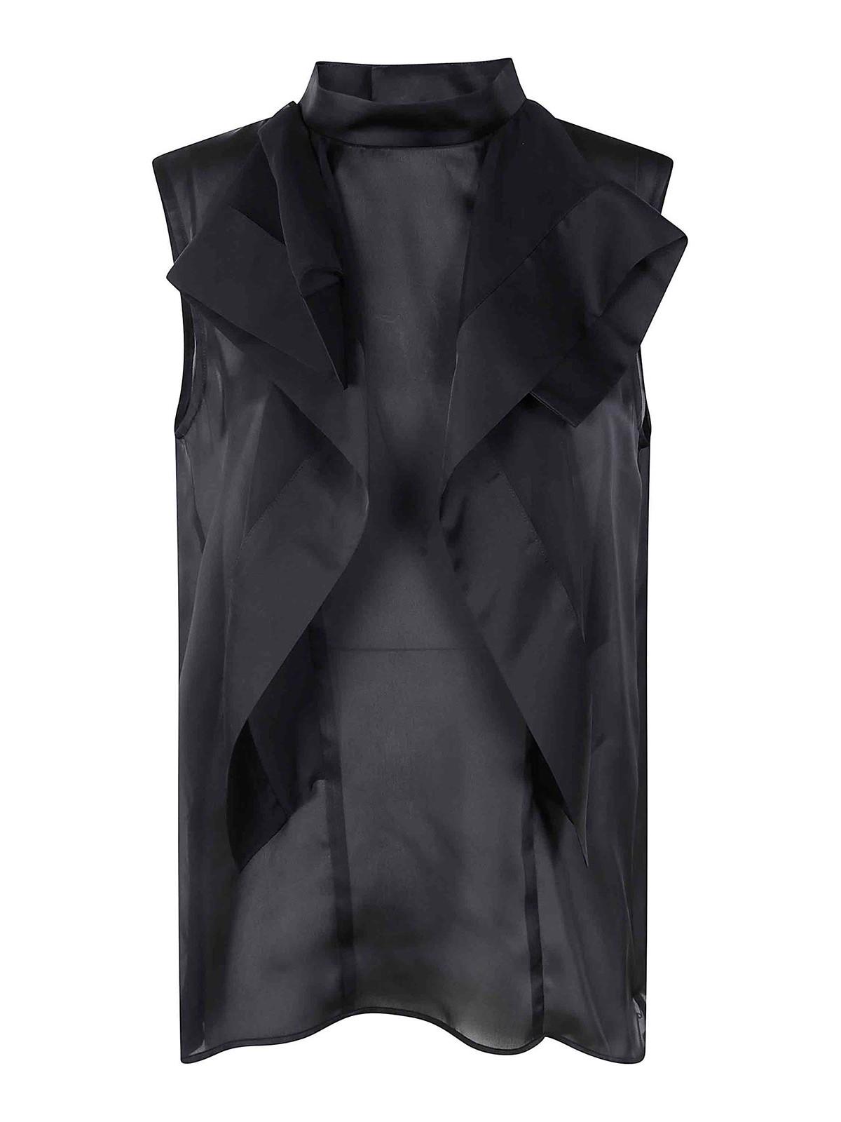 Sacai Satin X Chiffon Pullover in Black | Lyst