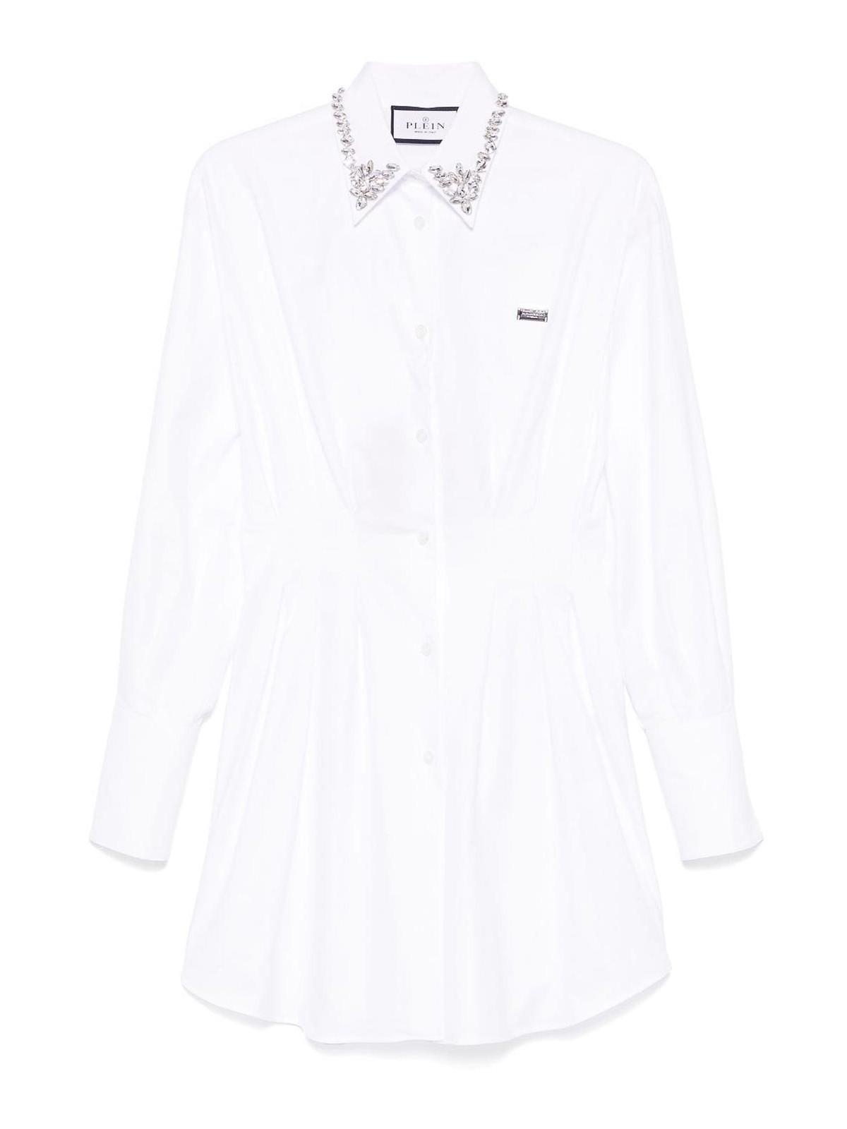 オールインワン・サロペット Philipp Plein Long Sleeve Mini Shirt Dress Philipp Plein Long Sleeve Mini Shirt Dress in White | Lyst