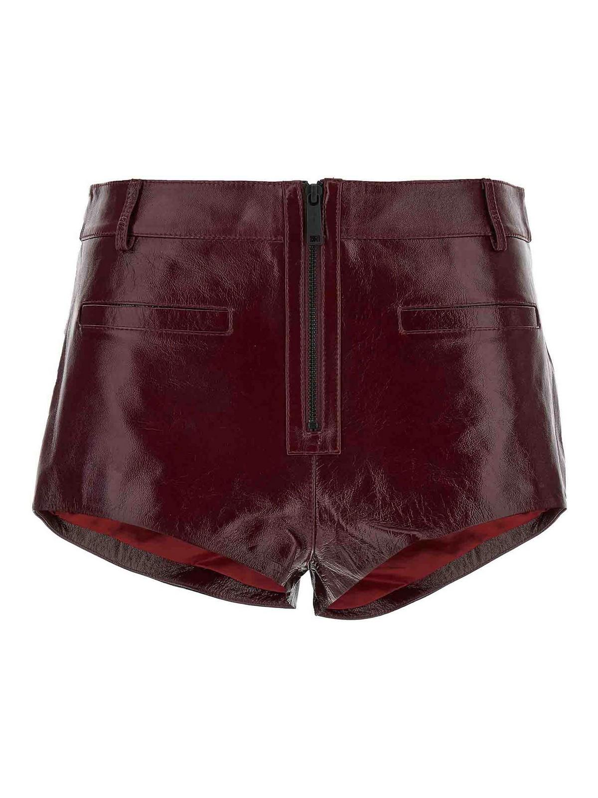 ショートパンツ SELF PORTRAIT Women Shorts  Burmudas PF25091PBUBURGUNDY Red Burgundy Leather Shorts – self-portrait-US