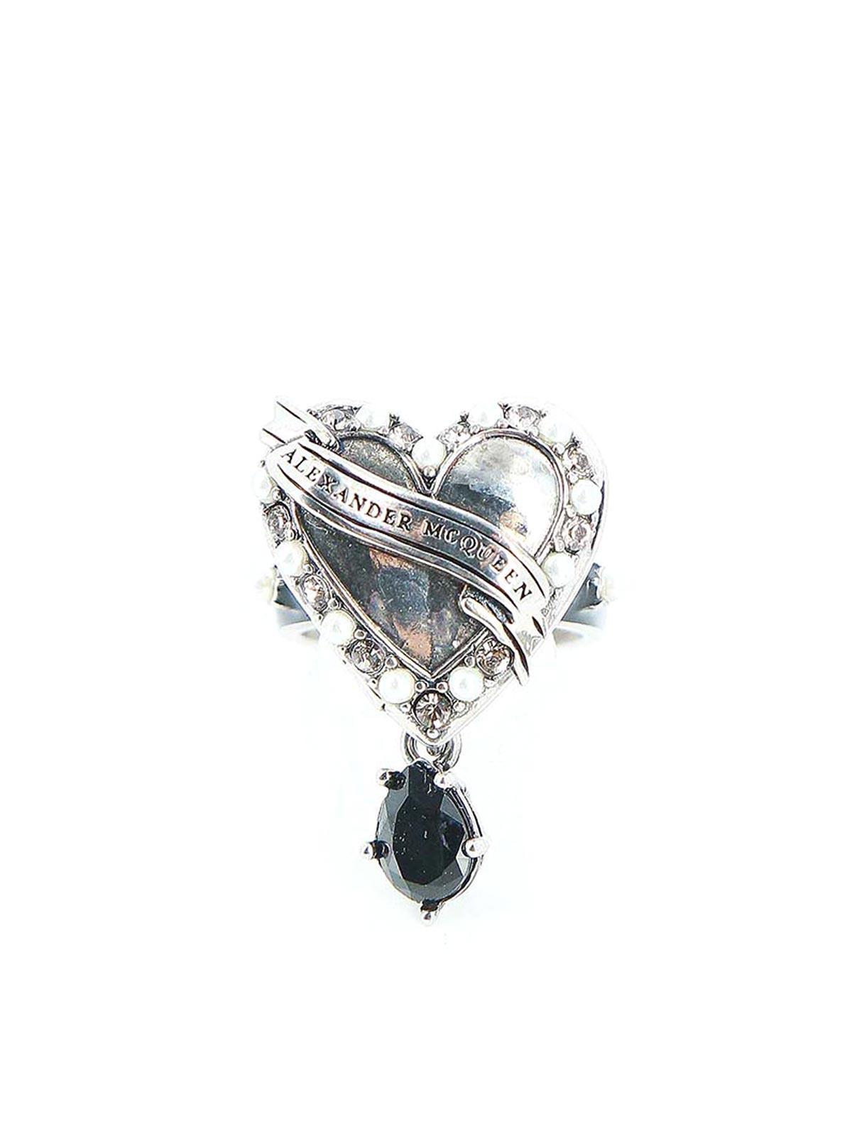 McQueen Heart Locket Ring In -tone in White Lyst UK