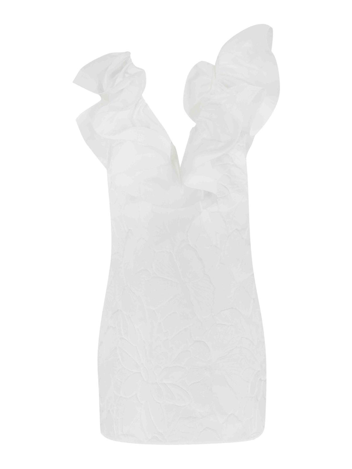 ワンピース ELISABETTA FRANCHI Floral jacquard dress with ruffles Floral jacquard dress with ruffles | Elisabetta Franchi