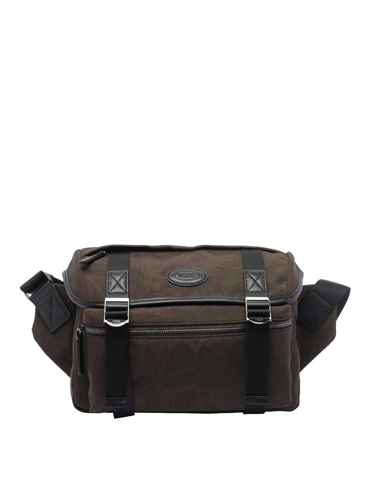 Tod's Messenger Bag Men Tod's Black Nylon And Leather Pocket