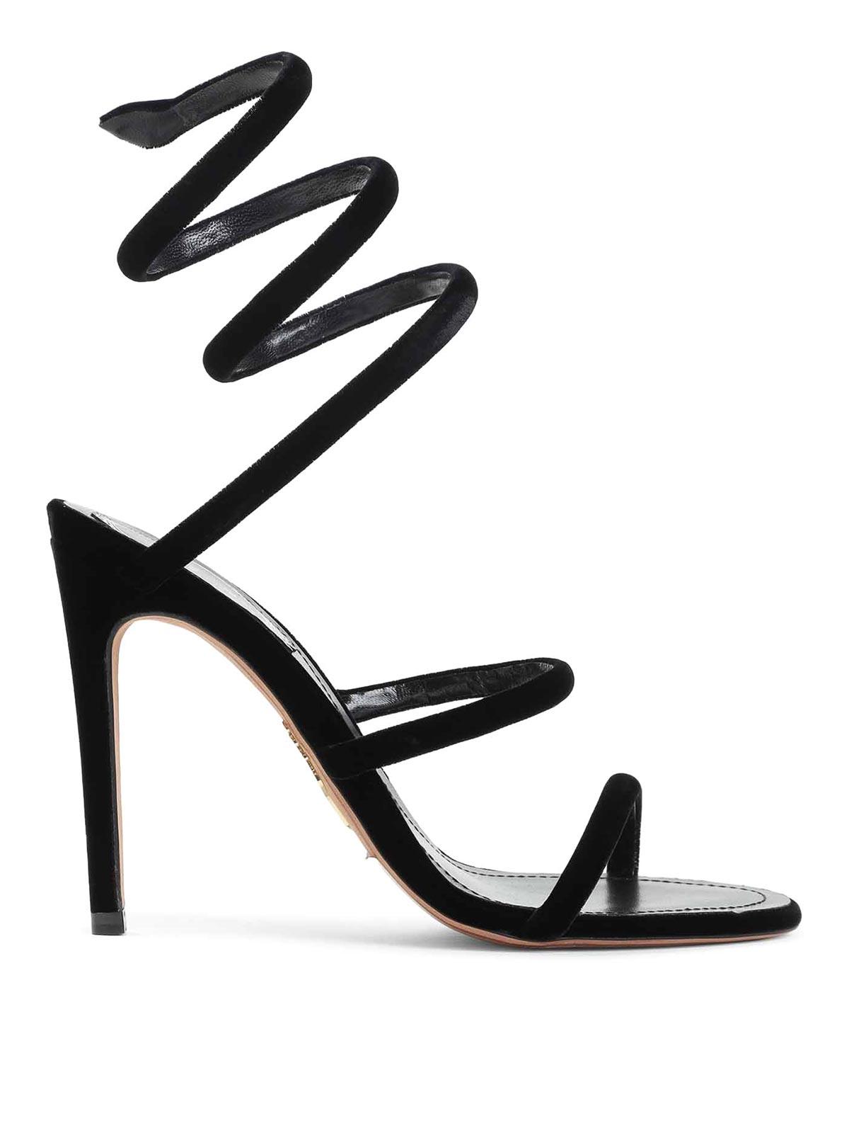 RENE CAOVILLA VELVET SNAKE SANDALS サンダル Rene Caovilla Ren Caovilla Velvet Snake Sandals in Black | Lyst