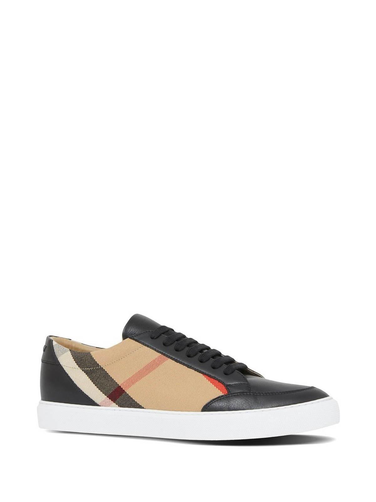 Burberry Check Leather Sneakers in White Lyst UK