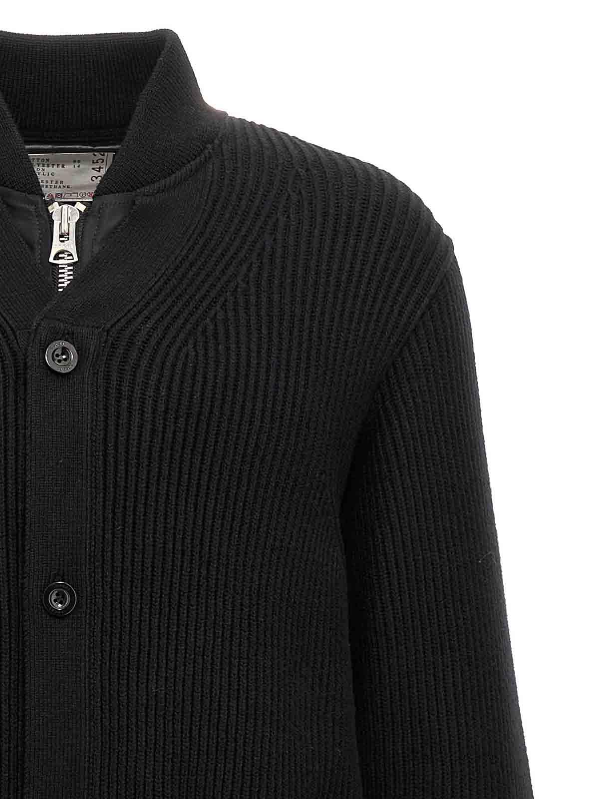 ブルゾン sacai Nylon insert cardigan Sacai Nylon Insert Cardigan in Black for Men | Lyst