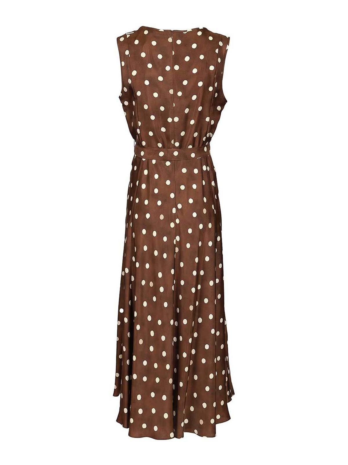 blue vietnamese dress Karolie Halter Plunge Mini Dress Brown / Blue Polka Dot main image 1