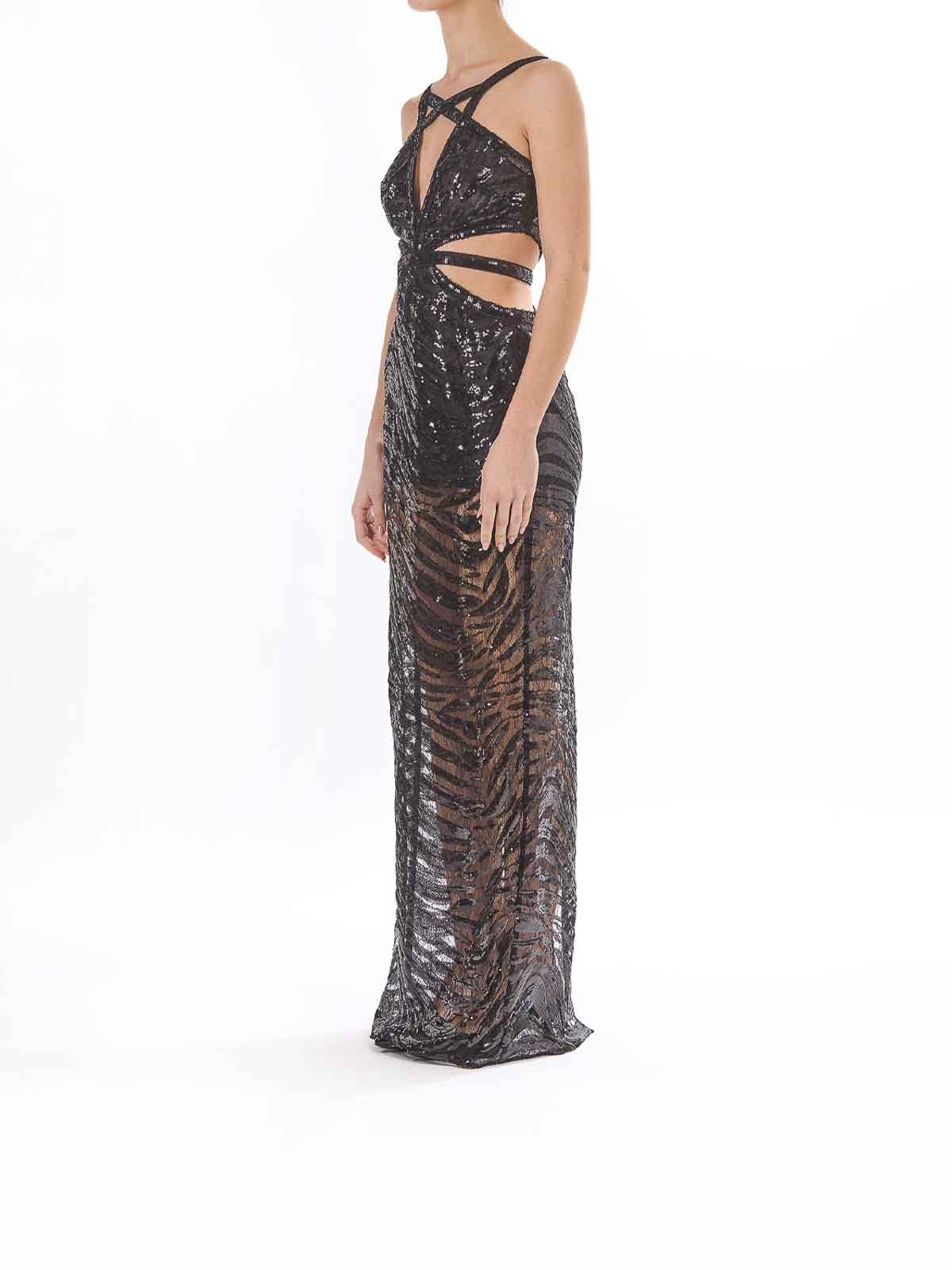 ワンピース JUST CAVALLI Woman Dress Black 78PAO940J0222 899 Roberto Cavalli Just Cavalli Lace Up Cutout Bustier Black