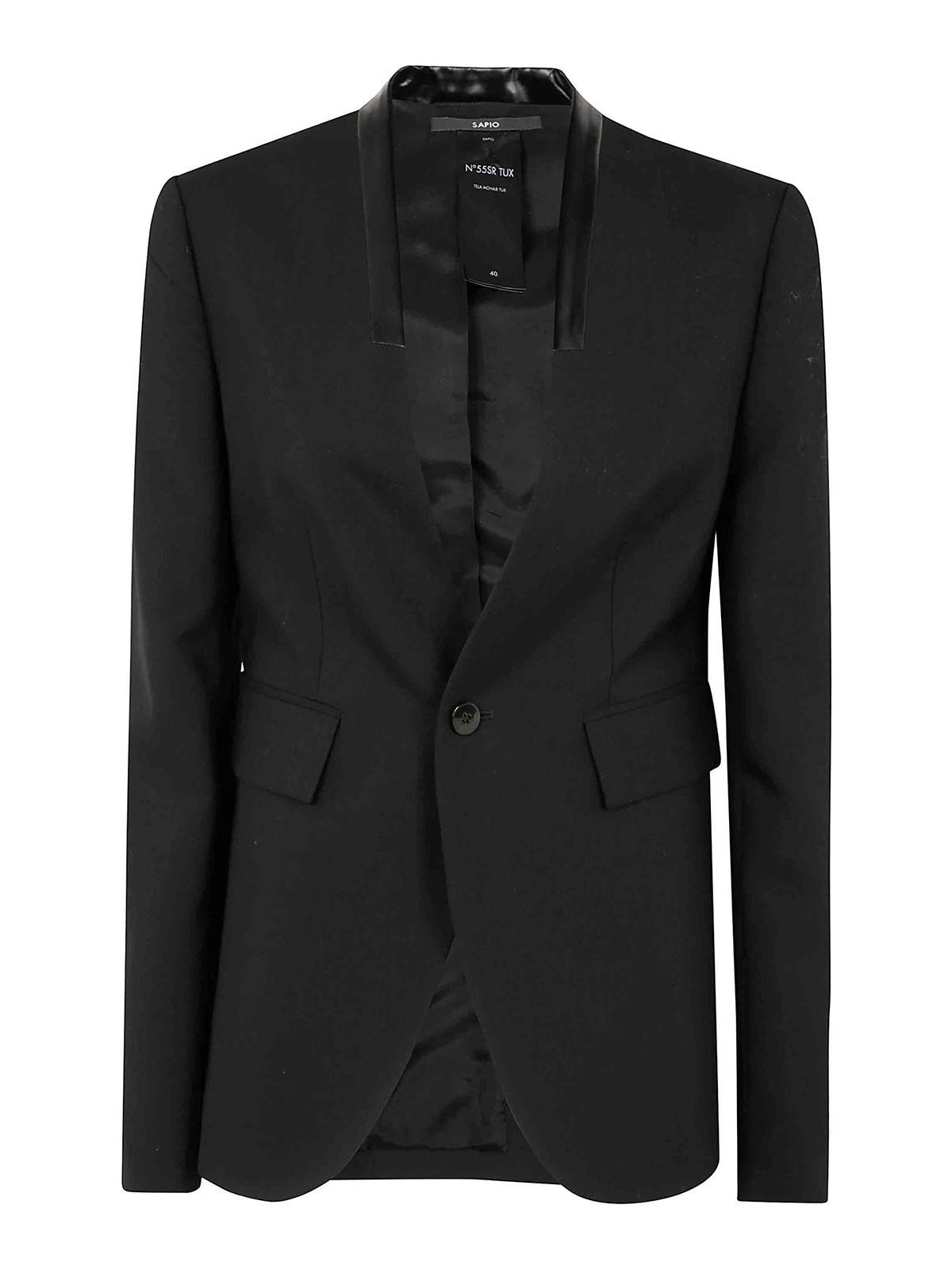 ジャケット SAPIO SS23 Double breast blazer jacket (N4 GABARDINE) Sapio Double breast blazer jacket - Black - Women | N4GABARDINE