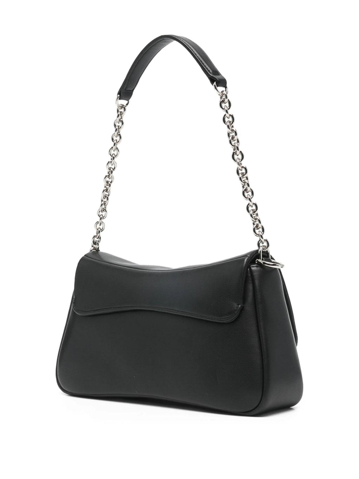 バッグ 00s EMPORIO ARMANI leather shoulder bag Emporio Armani logo-stamp Crossbody Bag | Black | FARFETCH