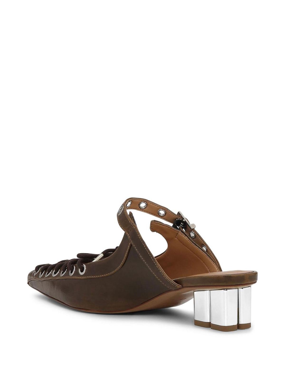 サンダル・ミュール Ganni FW25 MULE LACE-UP (S3039 730) Egret Ivory Lace-Up Mules | GANNI US