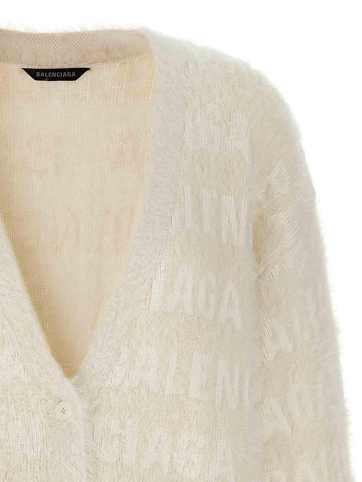 Balenciaga Furry Cardigan in White | Lyst UK