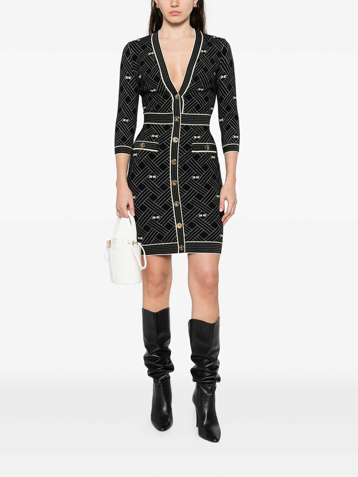elisabetta franchi dress Rent Fitted Long Sleeve Long in Dubai Concealed zip Coat dress with buttons