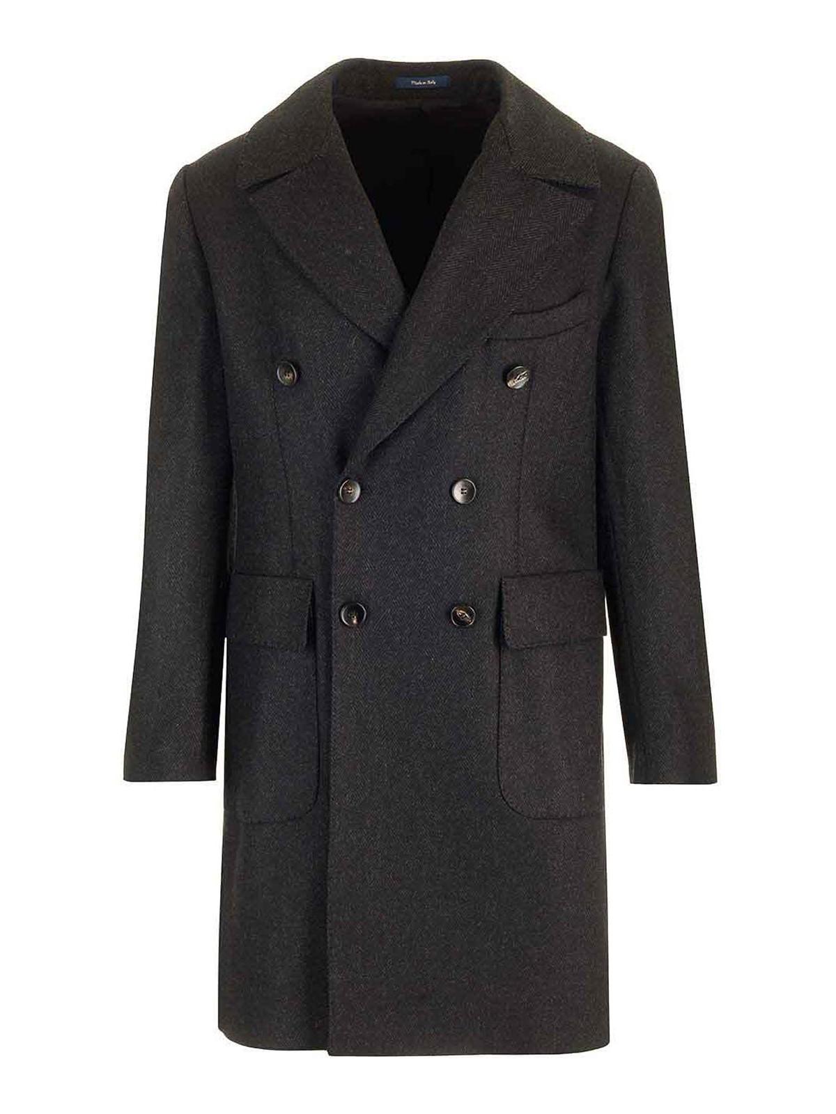 Long Coat Men FIXRIMCH Men's Wool Blend Pea Coat Slim Double