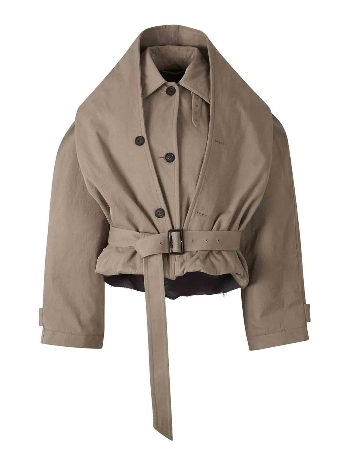 ジャケット Balenciaga Beige cropped trench coat in cotton twill BALENCIAGA $3490 Beige Cotton Twill Cropped Trench Coat New