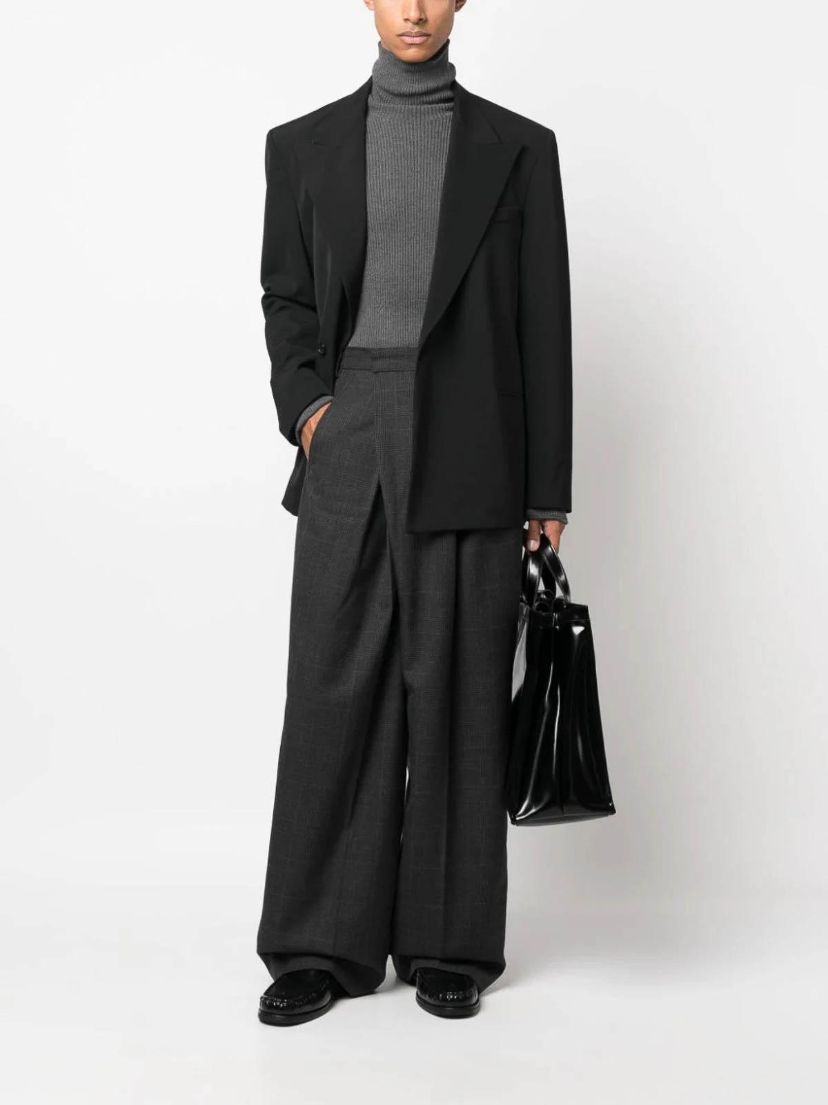 Acne Studios Tailored Wool Blend Wrap Trousers in Grey for
