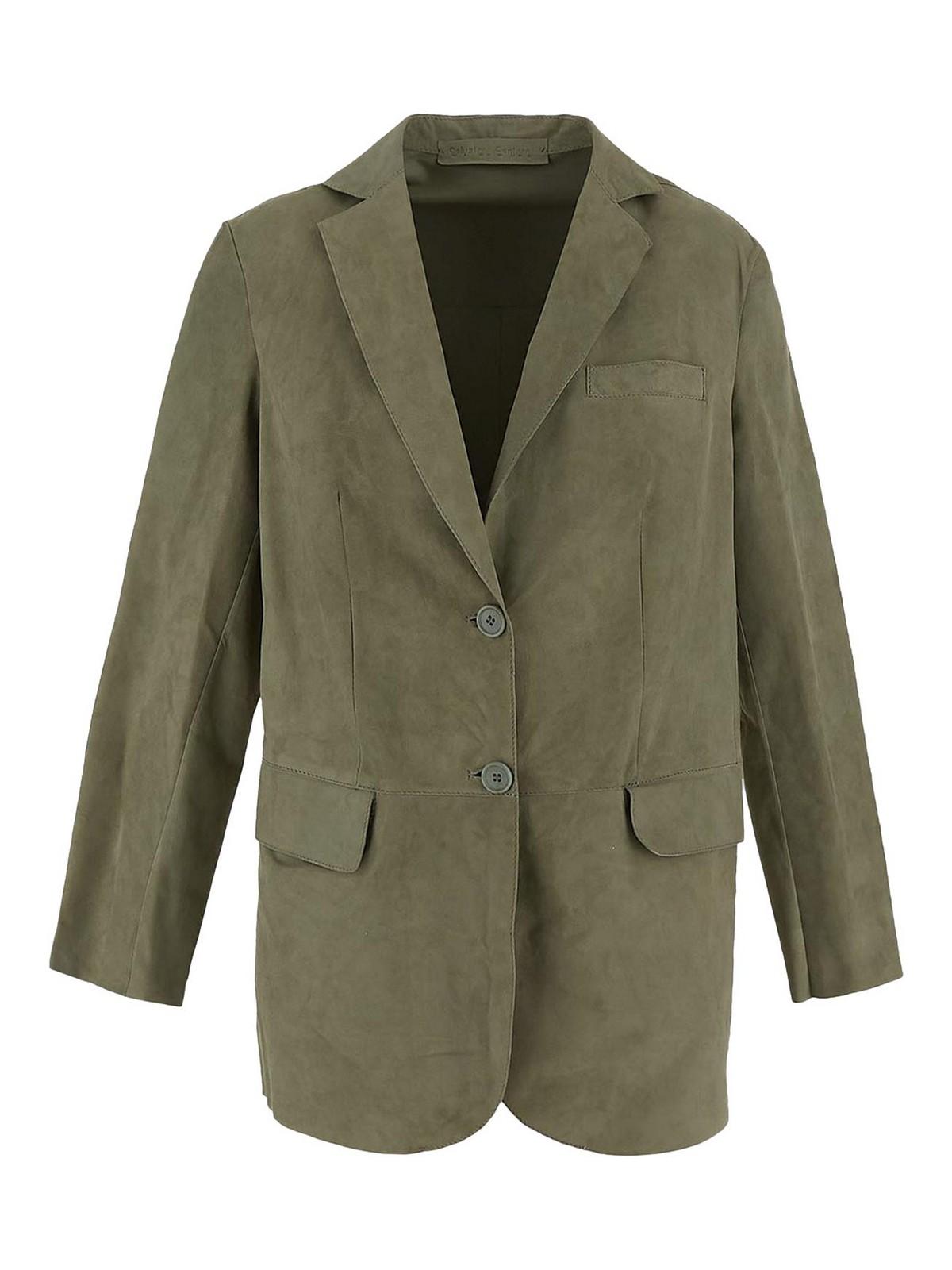 ジャケット SALVATORE SANTORO Women Jackets 48093D GREEN Leather jacket SALVATORE SANTORO Green size 44 IT in Leather