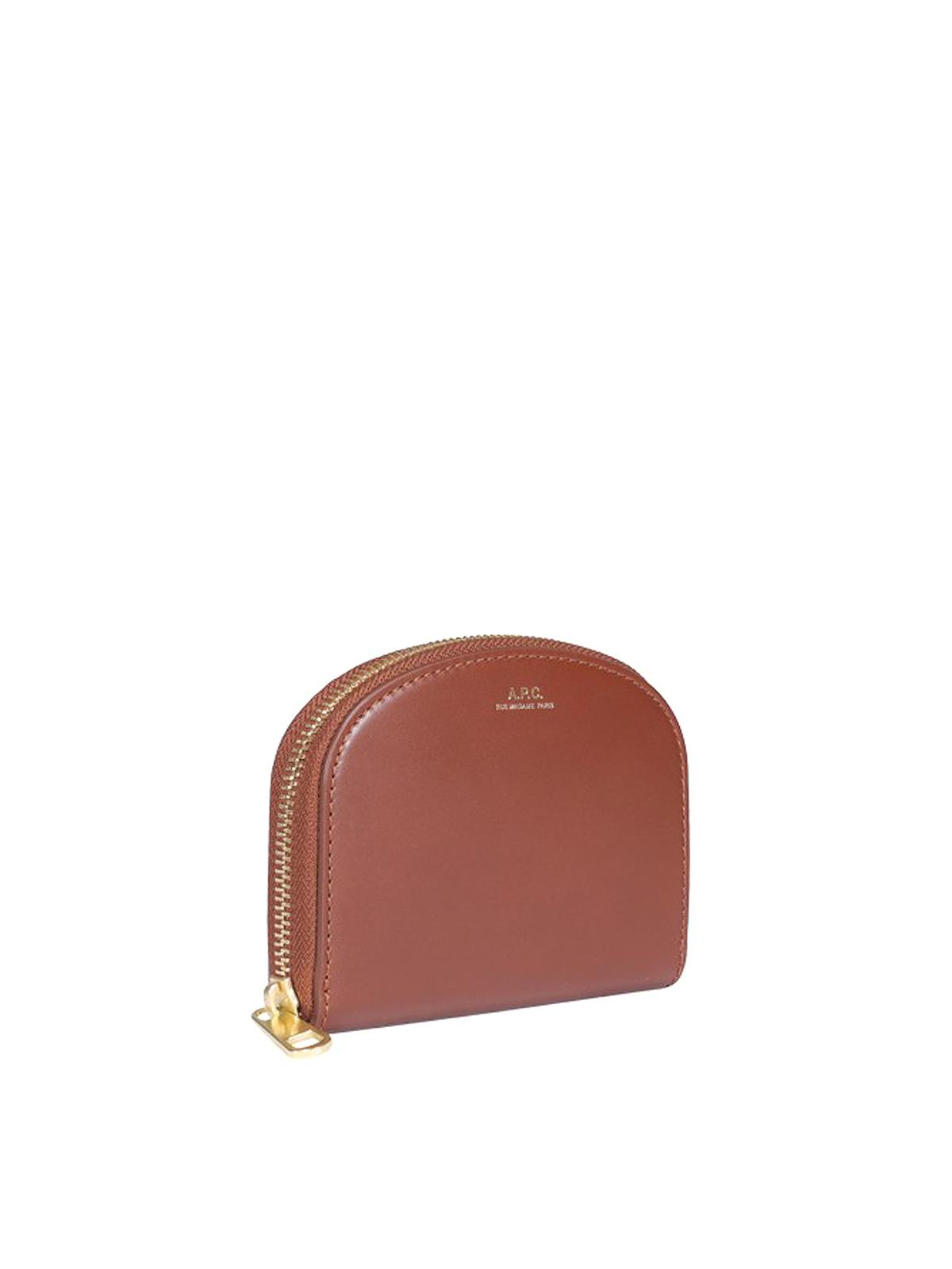 A.P.C. Demi-lune Compact Wallet in Brown | Lyst