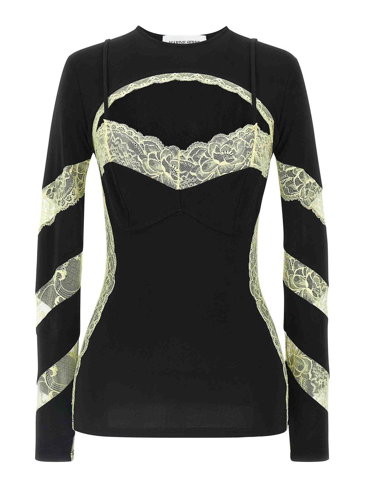 トップス MARINE SERRE TROMPE L'OEIL NECKLINE TOP Trompe l'Oeil Neckline Top MARINE SERRE | Blondie Shop