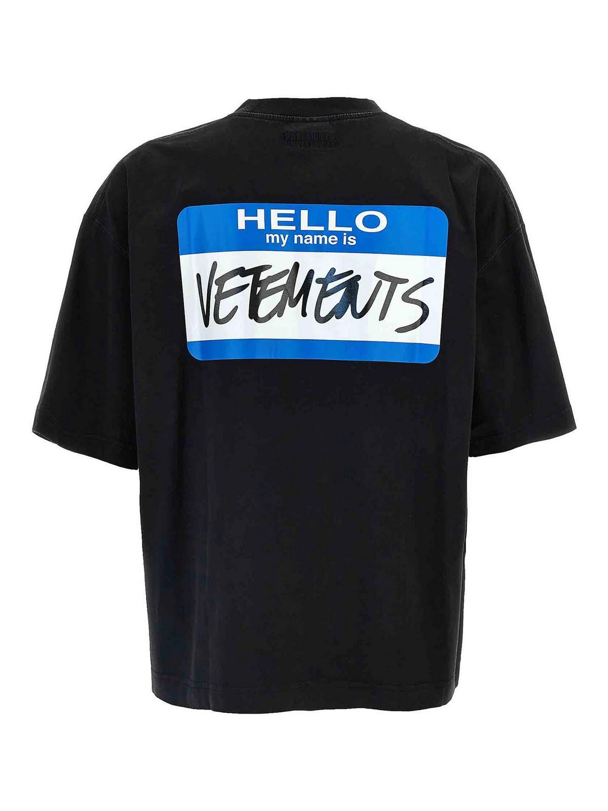 Vetements 'My Name Sticker' T-Shirt in Black for Men | Lyst