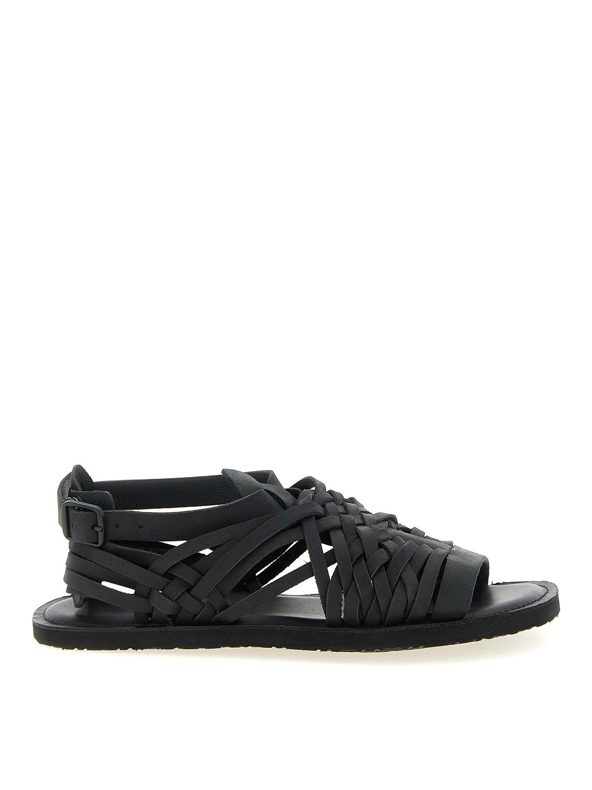 Yohji Yamamoto Braided Leather Sandals in Black for Men | Lyst