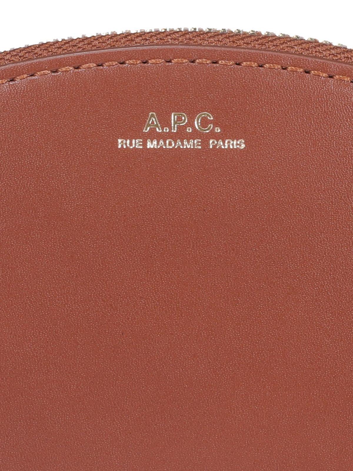 A.P.C. Demi-lune Compact Wallet in Brown | Lyst