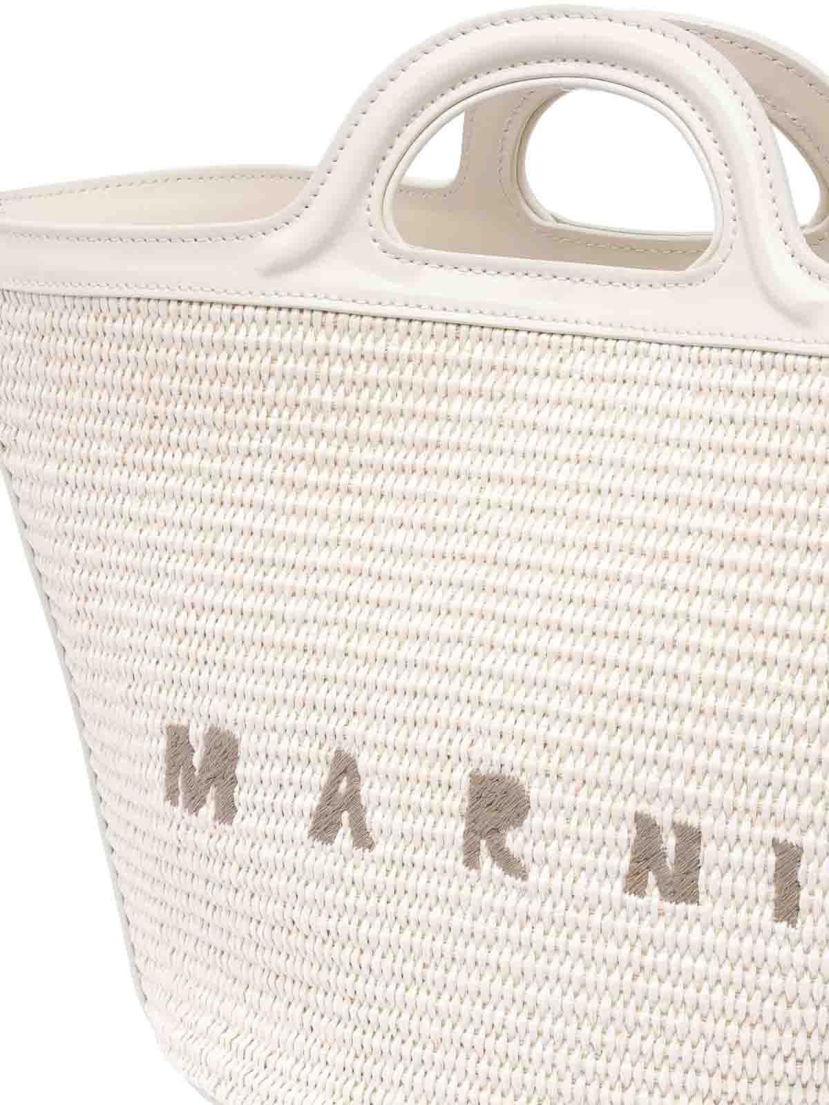 MARNI White Leather Small Tropicalia Handbag