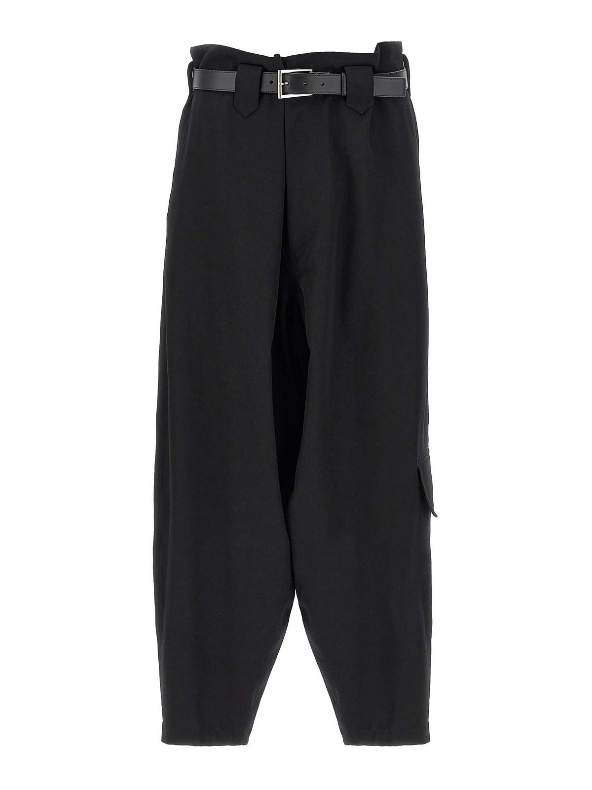 NEWSPAPER PRINT PANTS WITH HORIZONTAL PLEATS(S Black