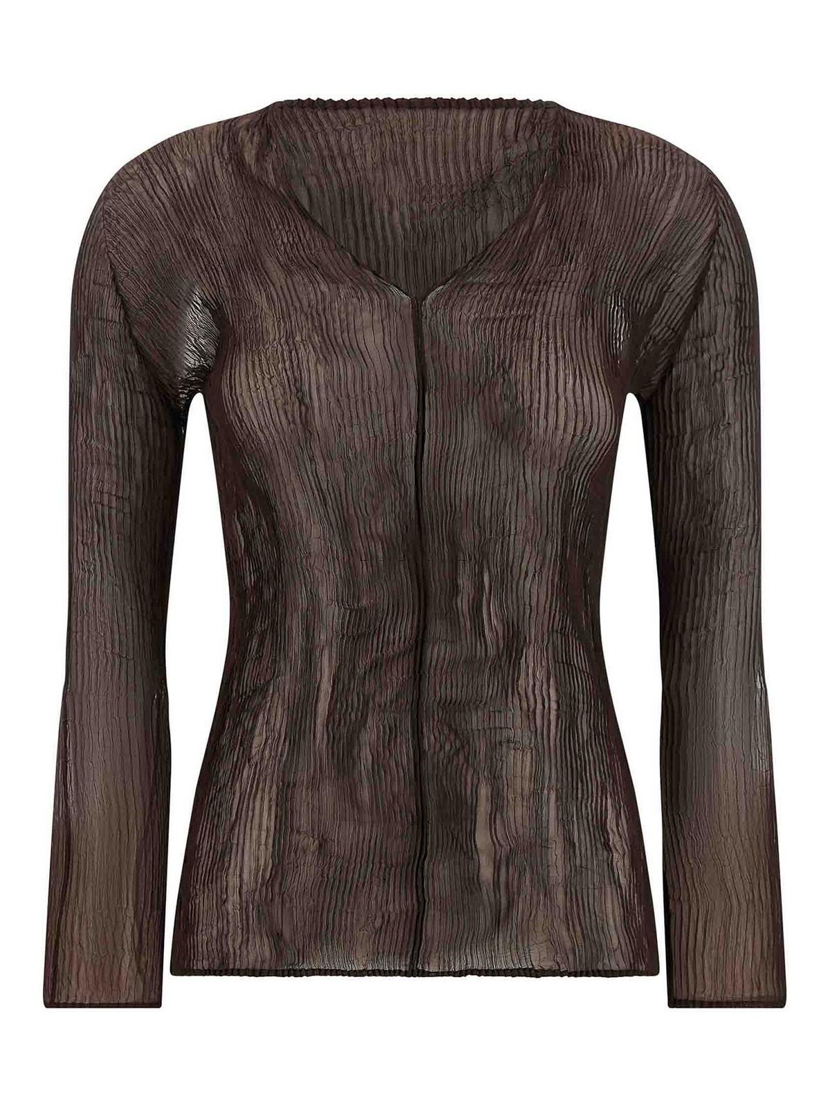 Issey Miyake Chiffon Twist 1 Top in Brown | Lyst