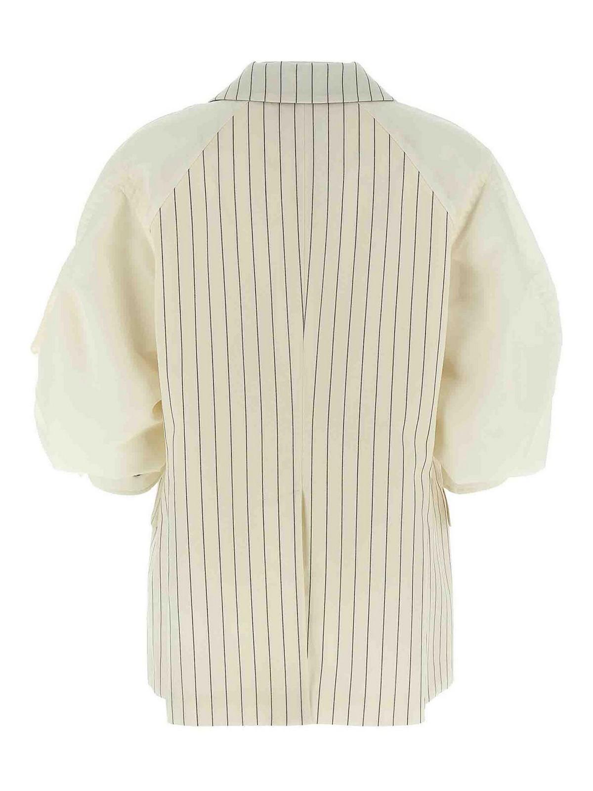 Sacai Balzer Double-breasted Wool And Silk Jackets White in