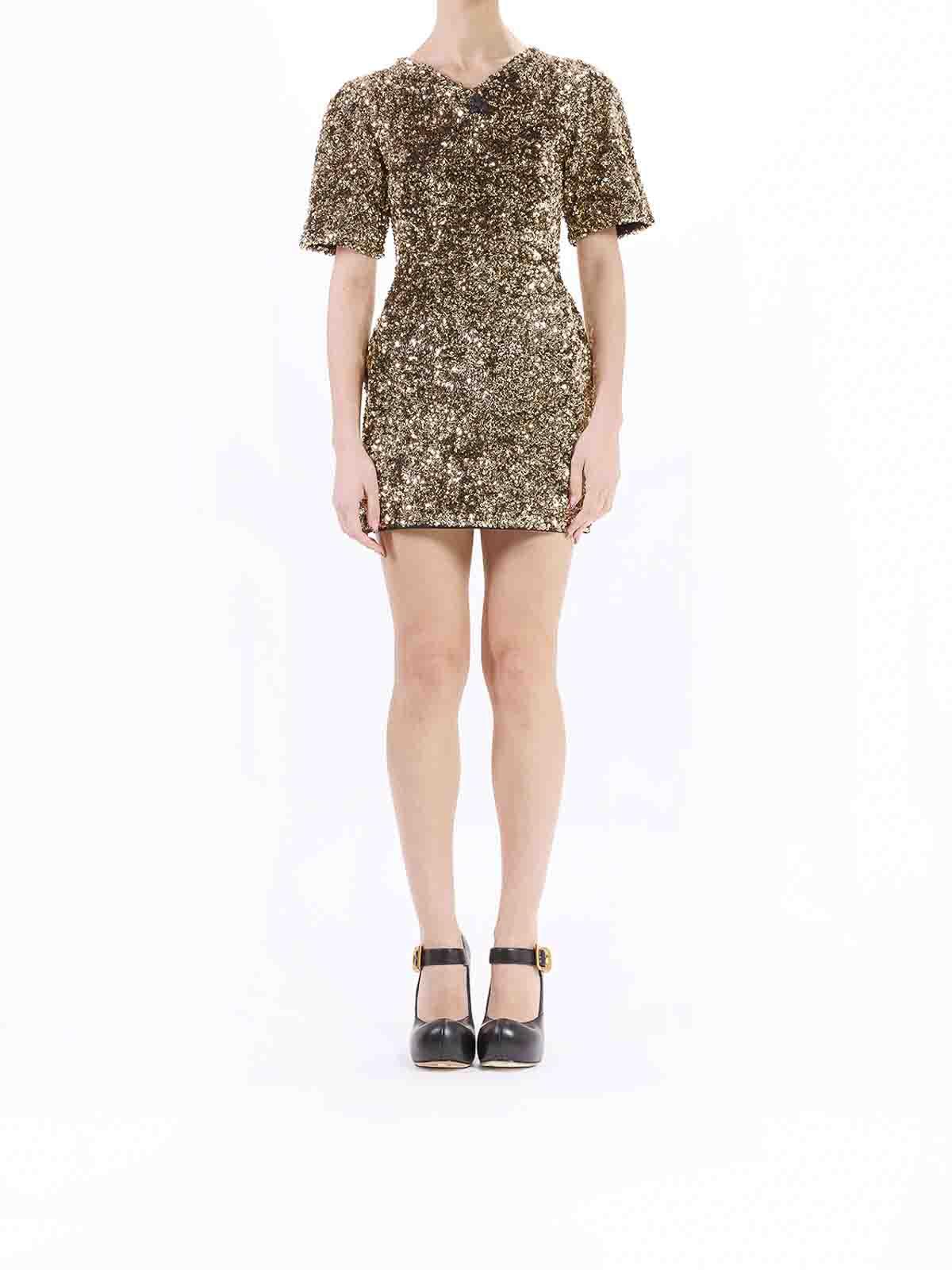 ワンピース Marc Jacobs Gold Mini Dress With Sequins Marc Jacobs sequin-embellished Mini Dress | Gold | FARFETCH