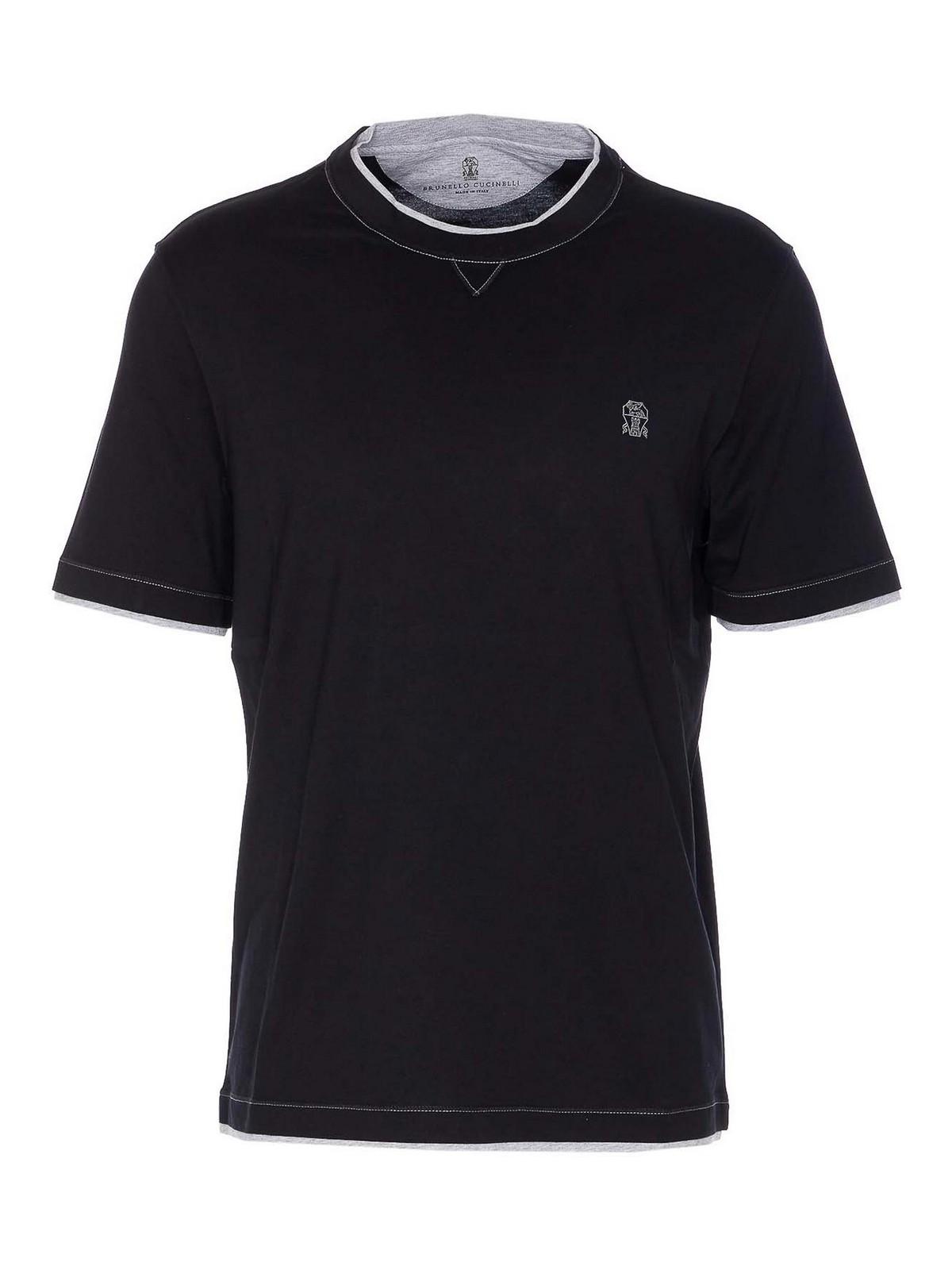 BRUNELLO CUCINELLI ロコ刺繍クルネックTシャツ 【関税込】 Brunello Cucinelli Short Sleeve Logo T-Shirt Navy at