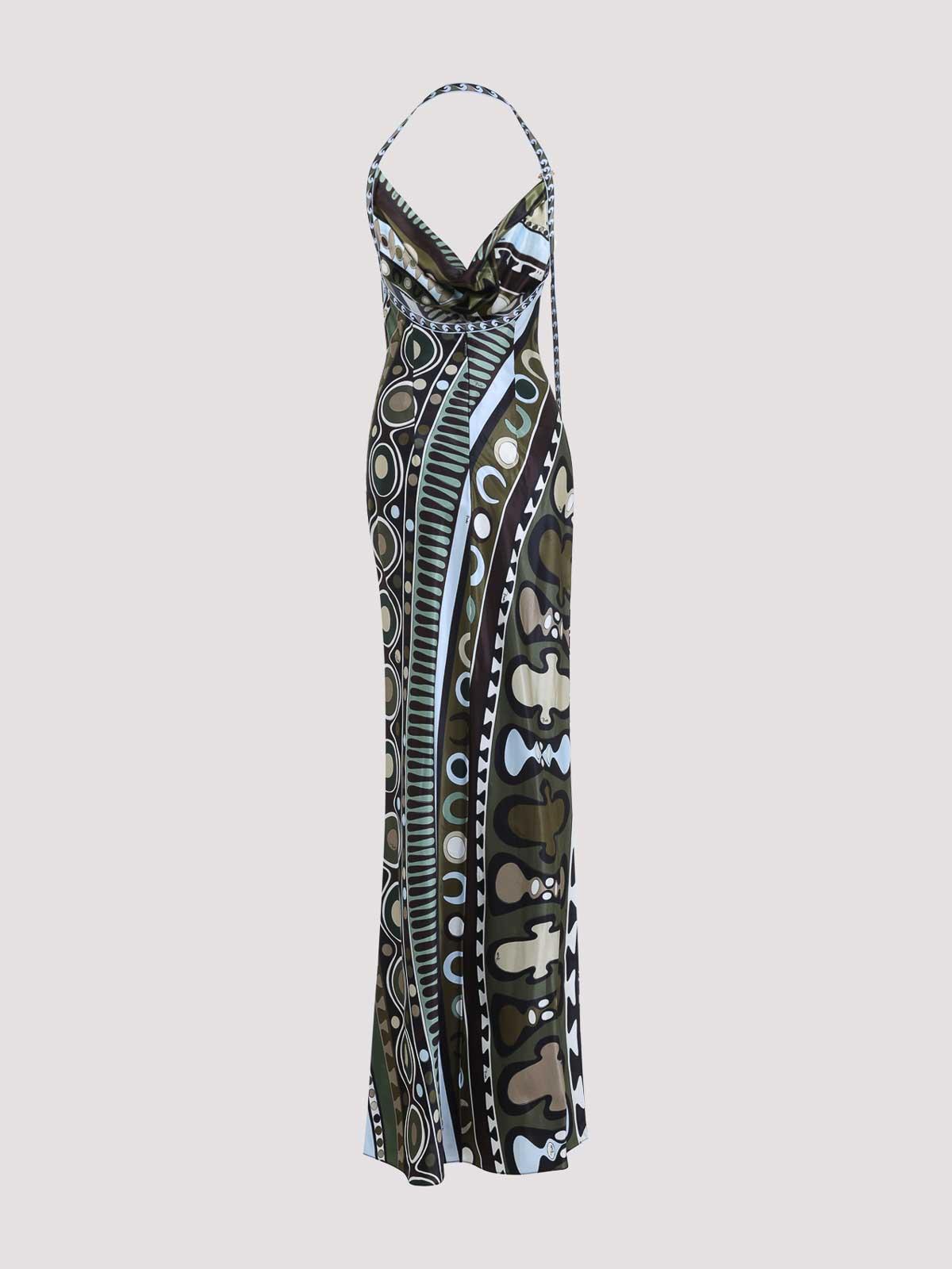 pucci dress sale Marmo crystal-embellished printed satin-jersey halterneck maxi - pink over print PUCCI Dresses for Women |