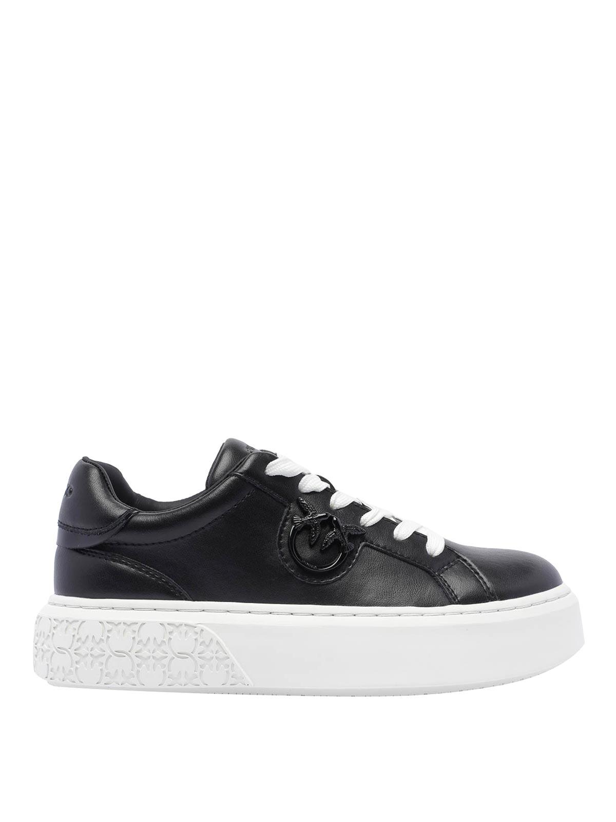 スニーカー PINKO LOVE BIRDS LOGO FLATFORM SNEAKERS Pinko Love Birds Logo Flatform Sneakers in Black | Lyst