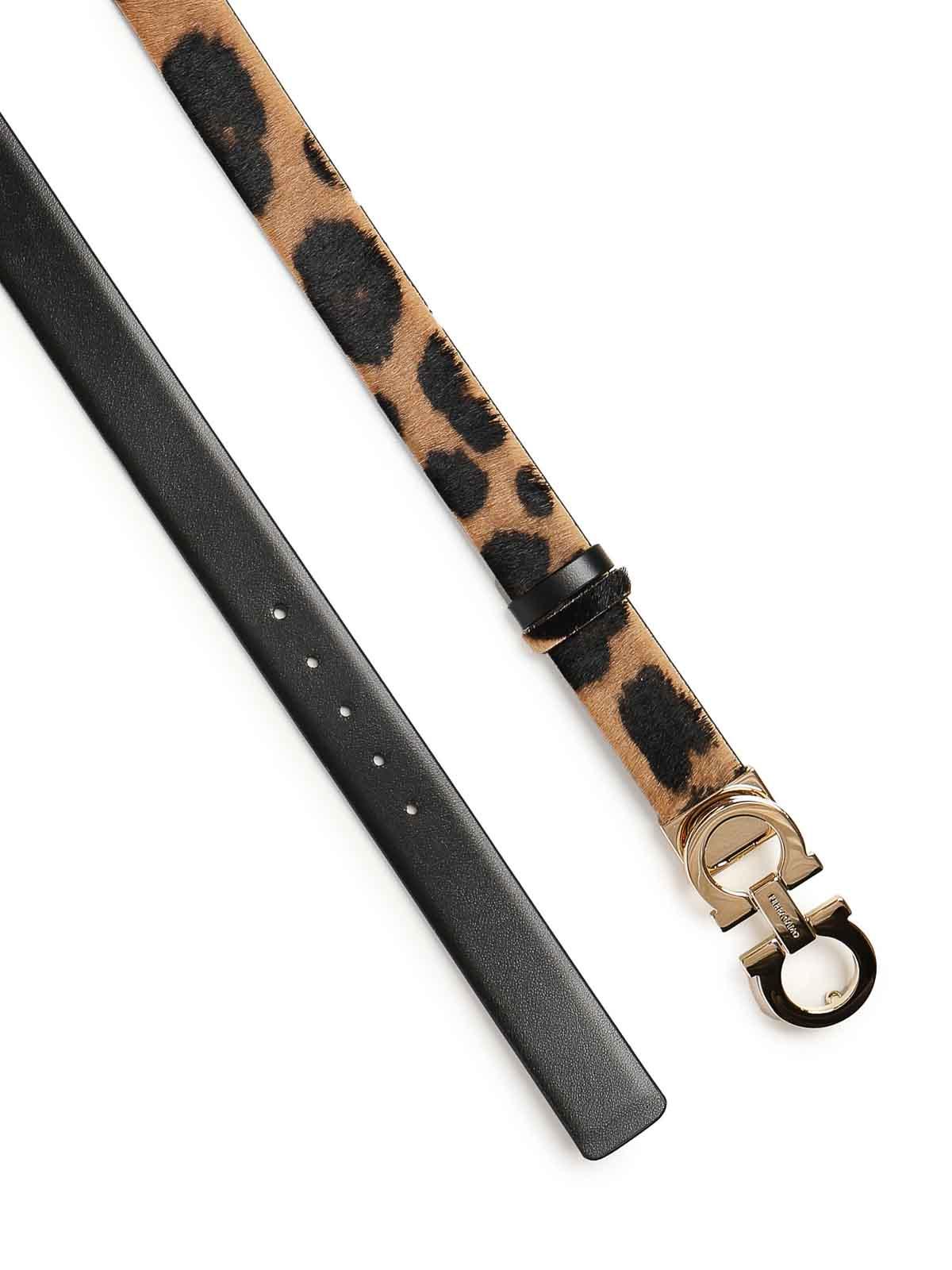 Ferragamo Animal Print Gancini Belt in Black | Lyst