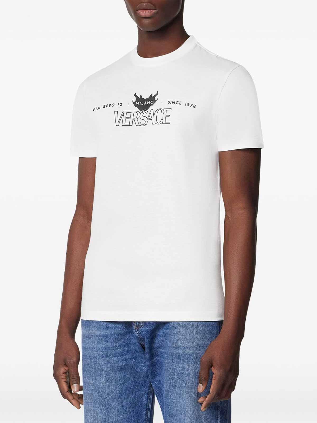 Tシャツ・カットソー VERSACE Men Polo Shirts 10139061A134631W000 White Greca Polo Shirt White | VERSACE US