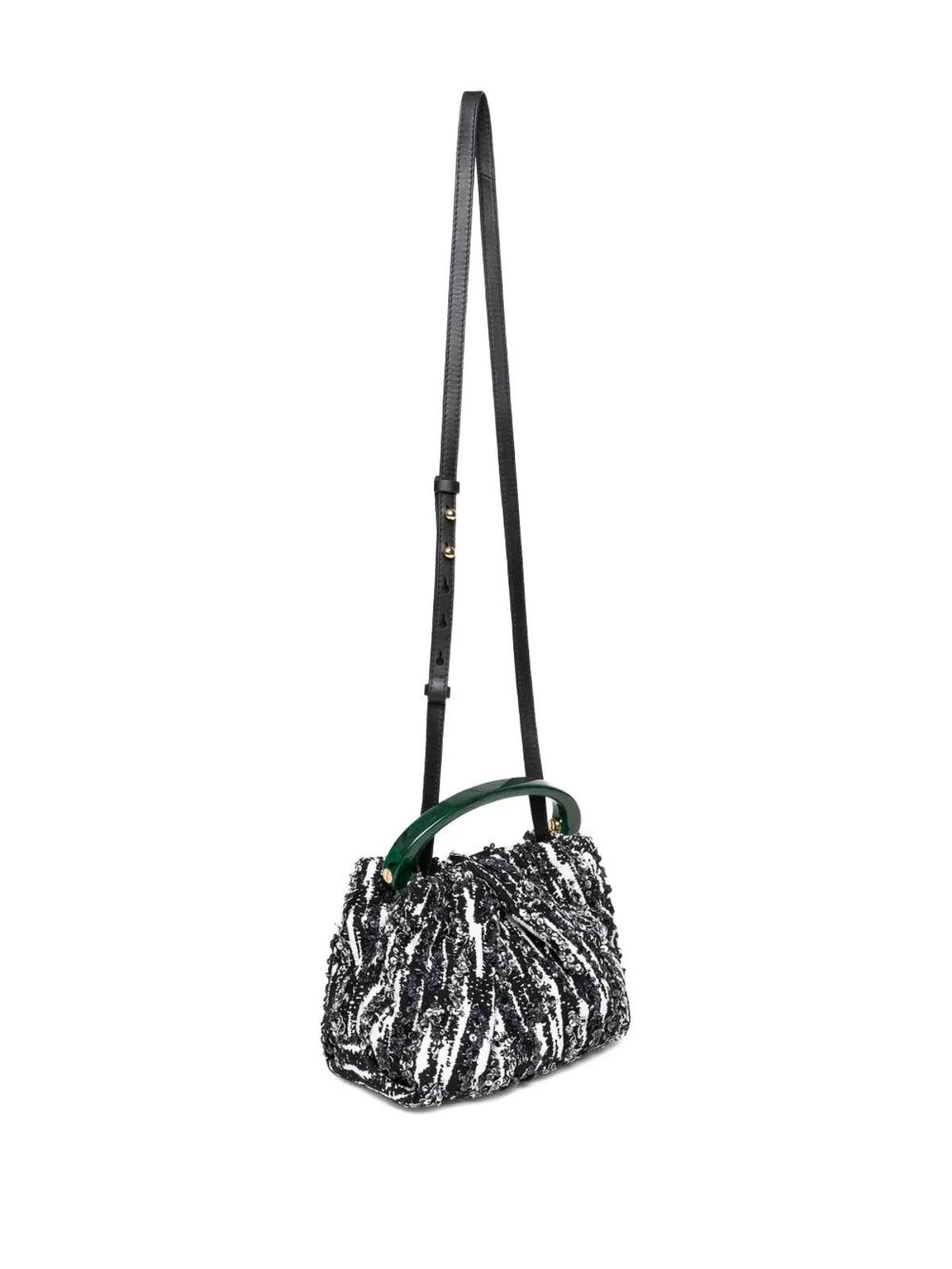 Dries Van Noten Small Pleated Jacquard Bag With Resin Handle in