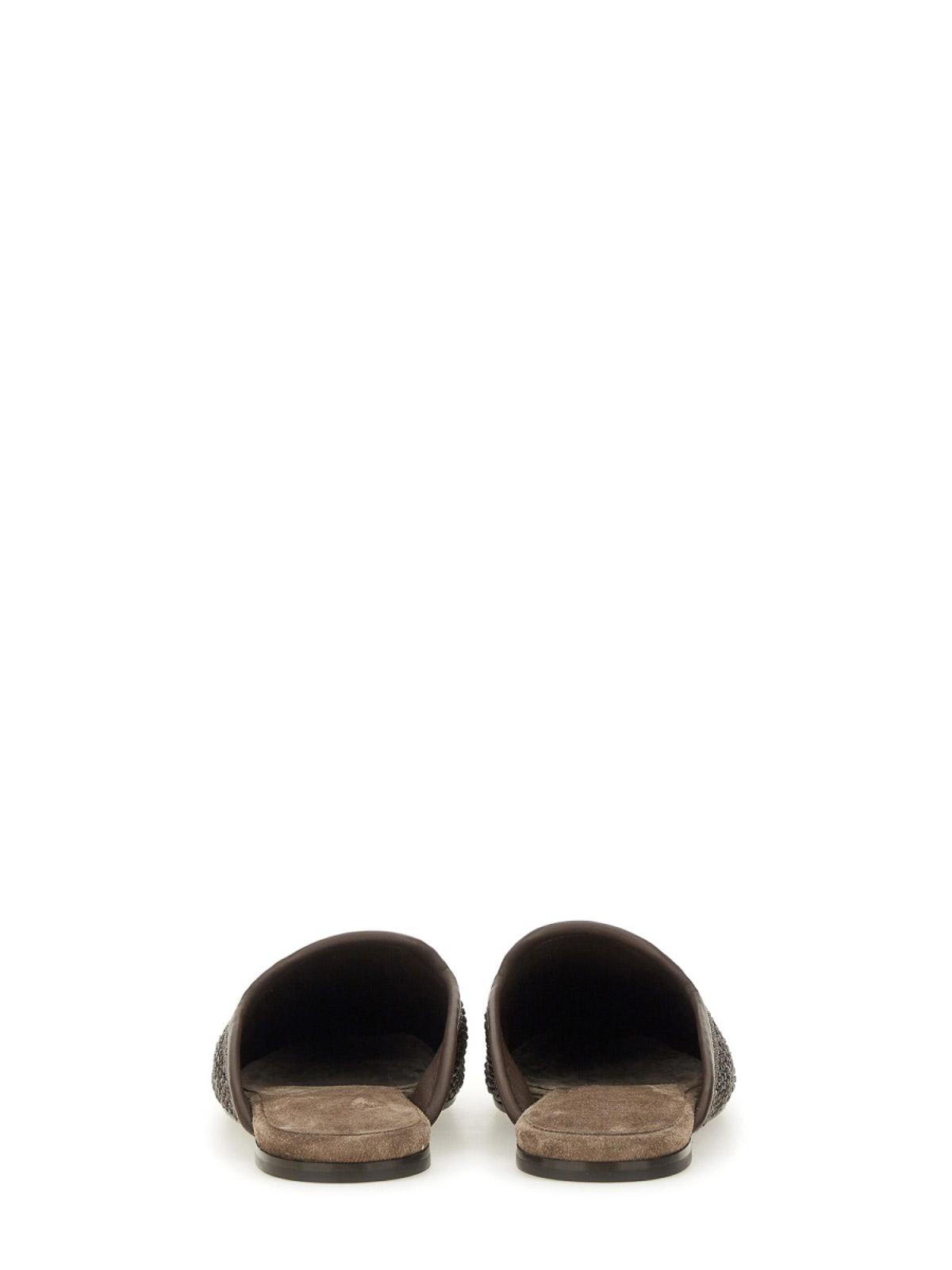 サンダル・ミュール BRUNELLO CUCINELLI Techno raffia slipper with Precious Trim Brunello Cucinelli Techno Raffia Slipper With Precious Trim