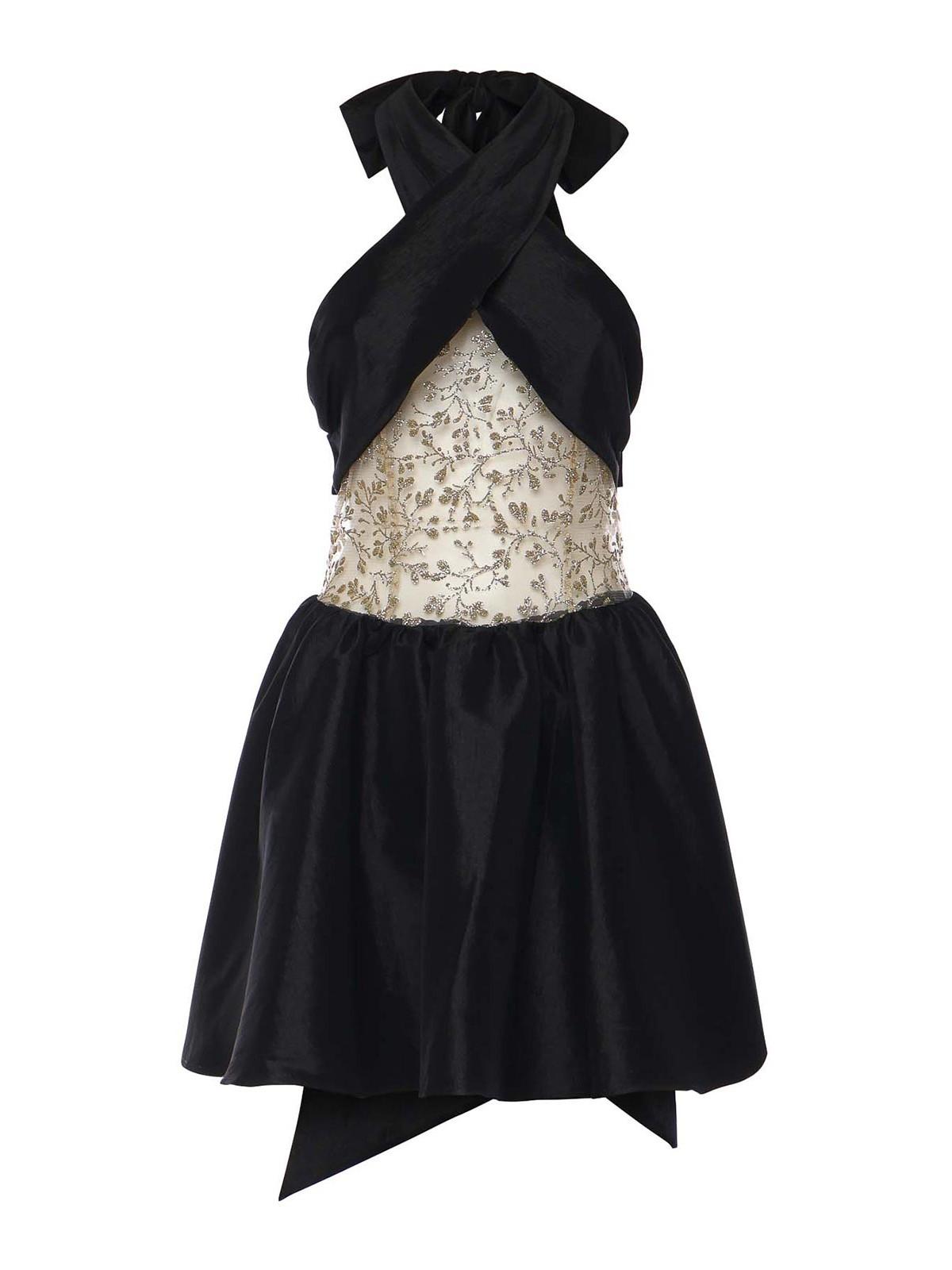 For Love & Lemons Shimmering Petals Mini Dress in Black | Lyst