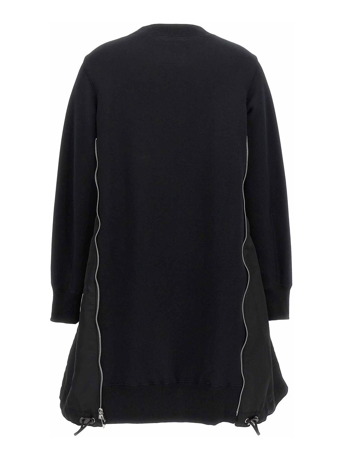 ワンピース Sacai Shirt dress Black Poplin and jersey T-shirt dress in black - Sacai | Mytheresa