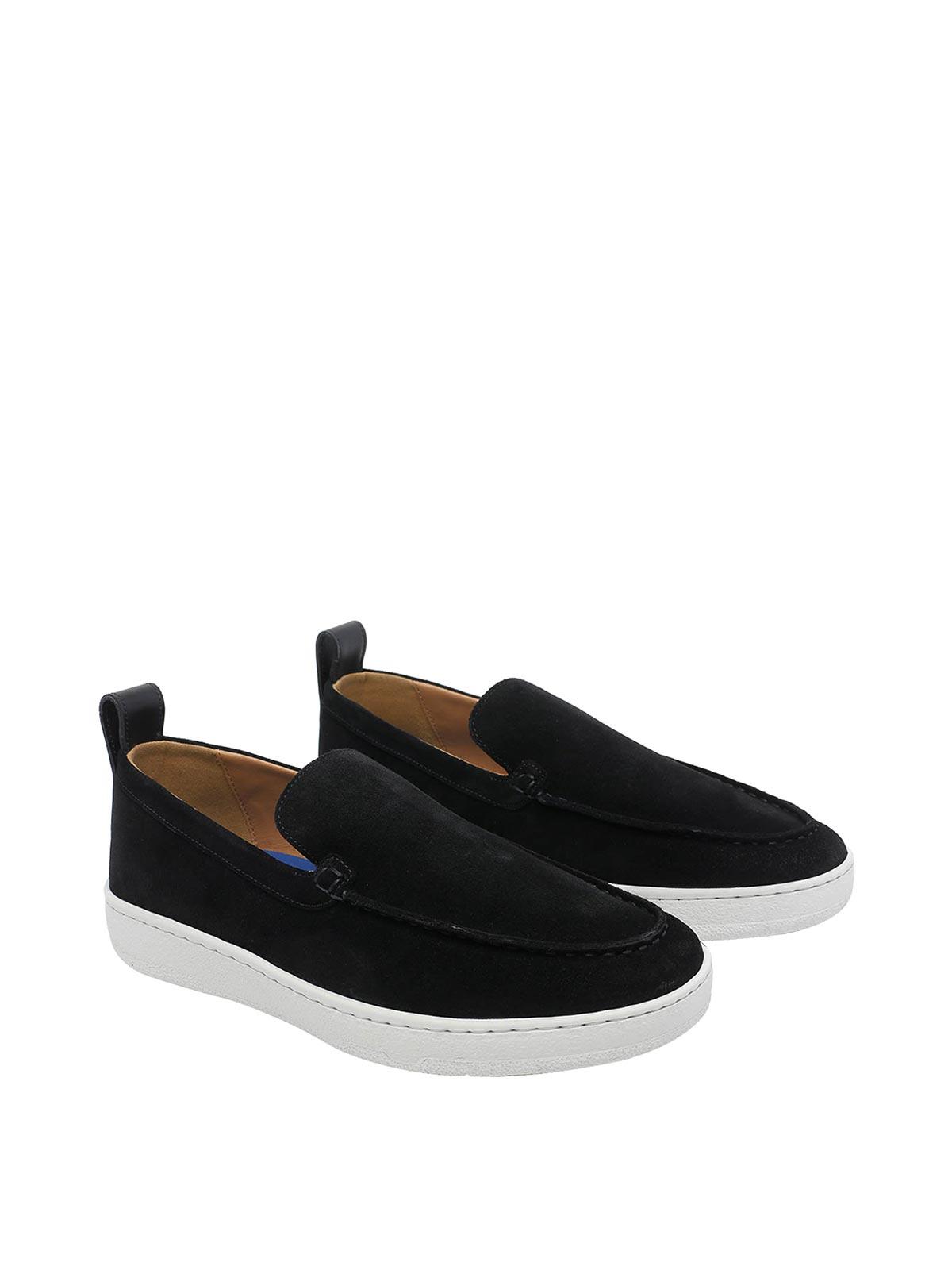 Lanvin Black Suede & Patent Leather Double Monk Slip-Ons Lanvin Apos;S Leather Point-Toe Double-Monk Strap Loafers in  main image 4