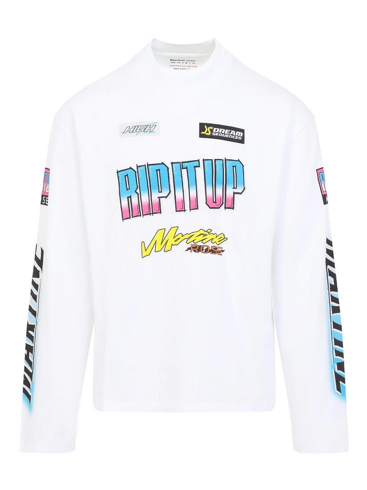 トップス Martine Rose Warung Long Sleeve T-Shirt Martine Rose White Warung Long Sleeve T-Shirt – BlackSkinny