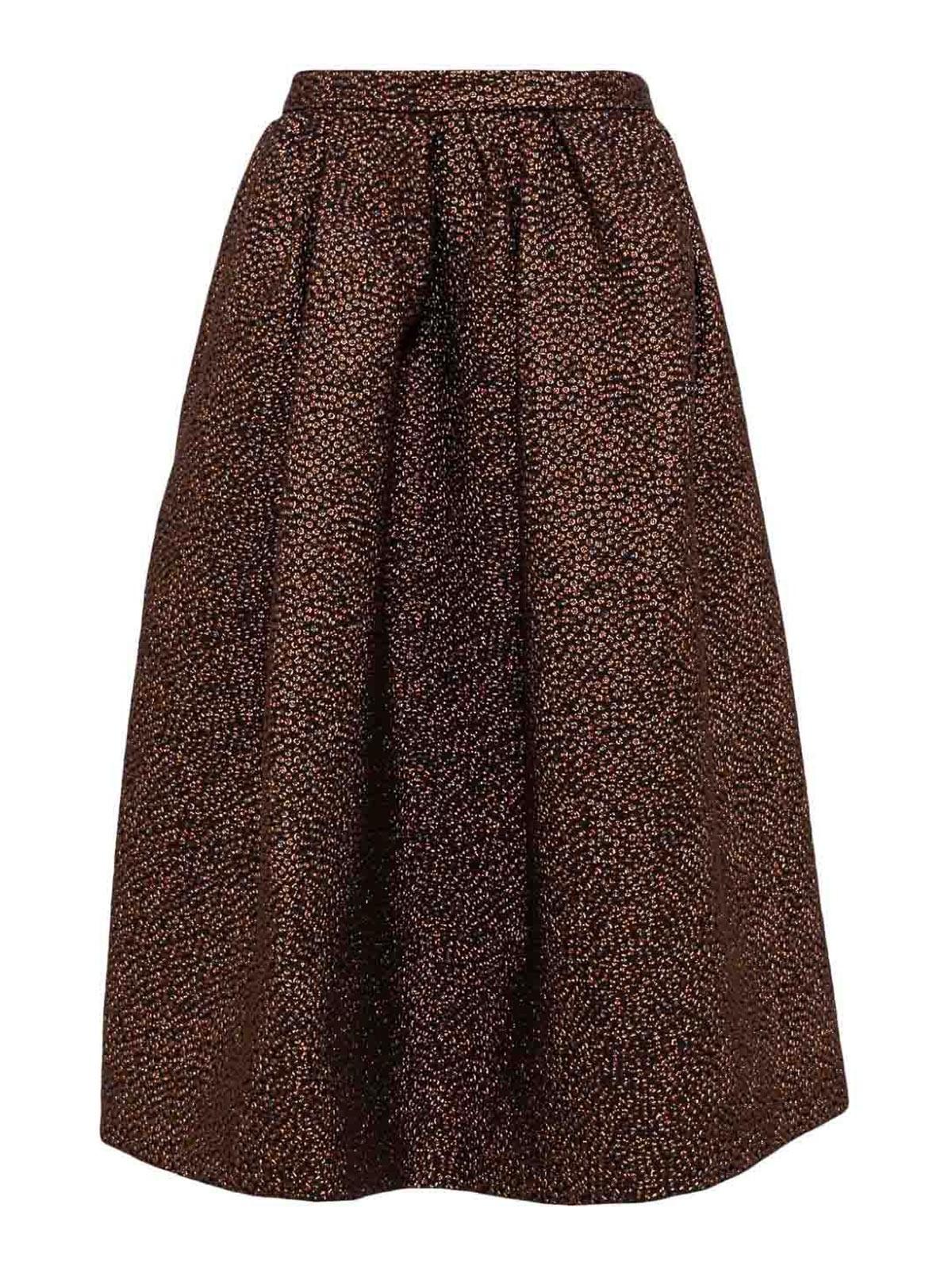 Dries Van Noten Dot Jacquard Skirt in Brown | Lyst